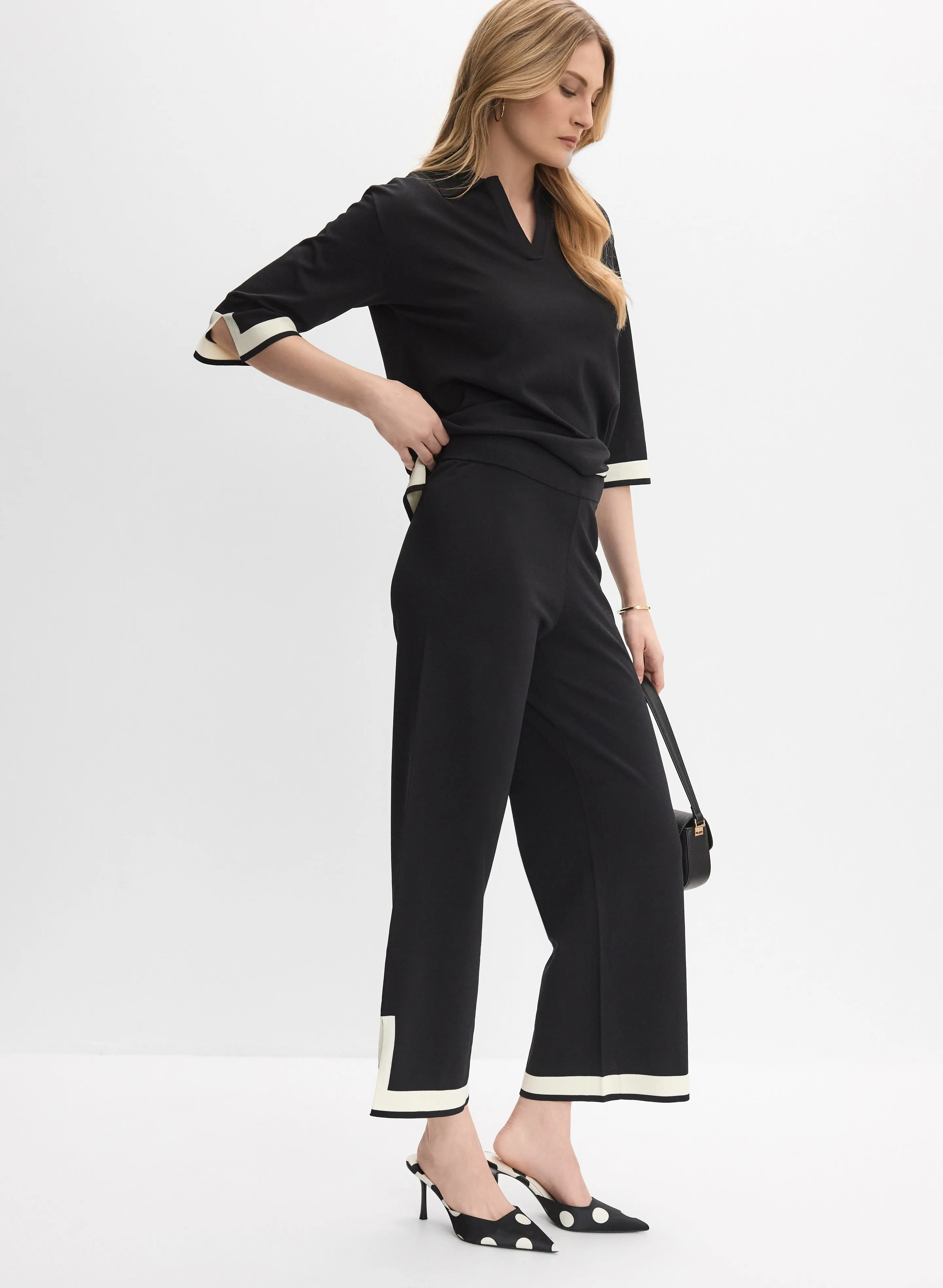 Joseph Ribkoff - Contrast Trim Wide-Leg Pants sold by Melanie Lyne product image thumbnail 2