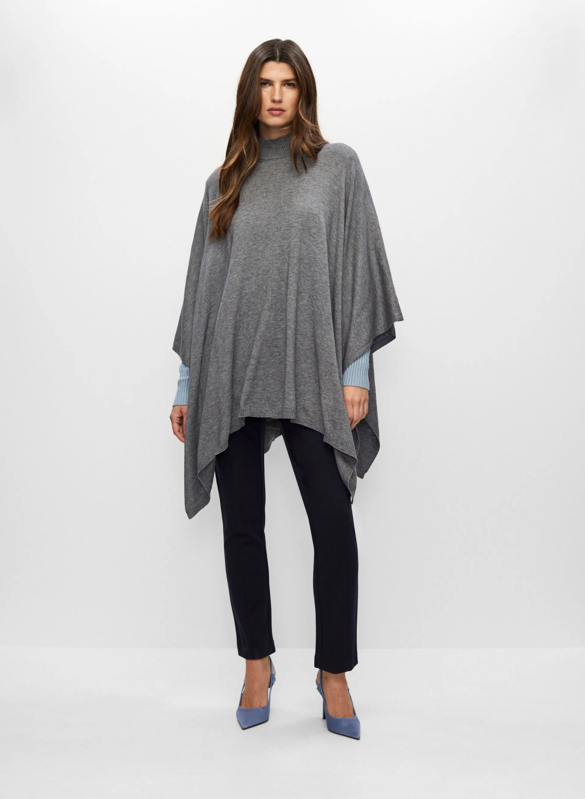 Asymmetrical Mock Neck Poncho sold by Melanie Lyne