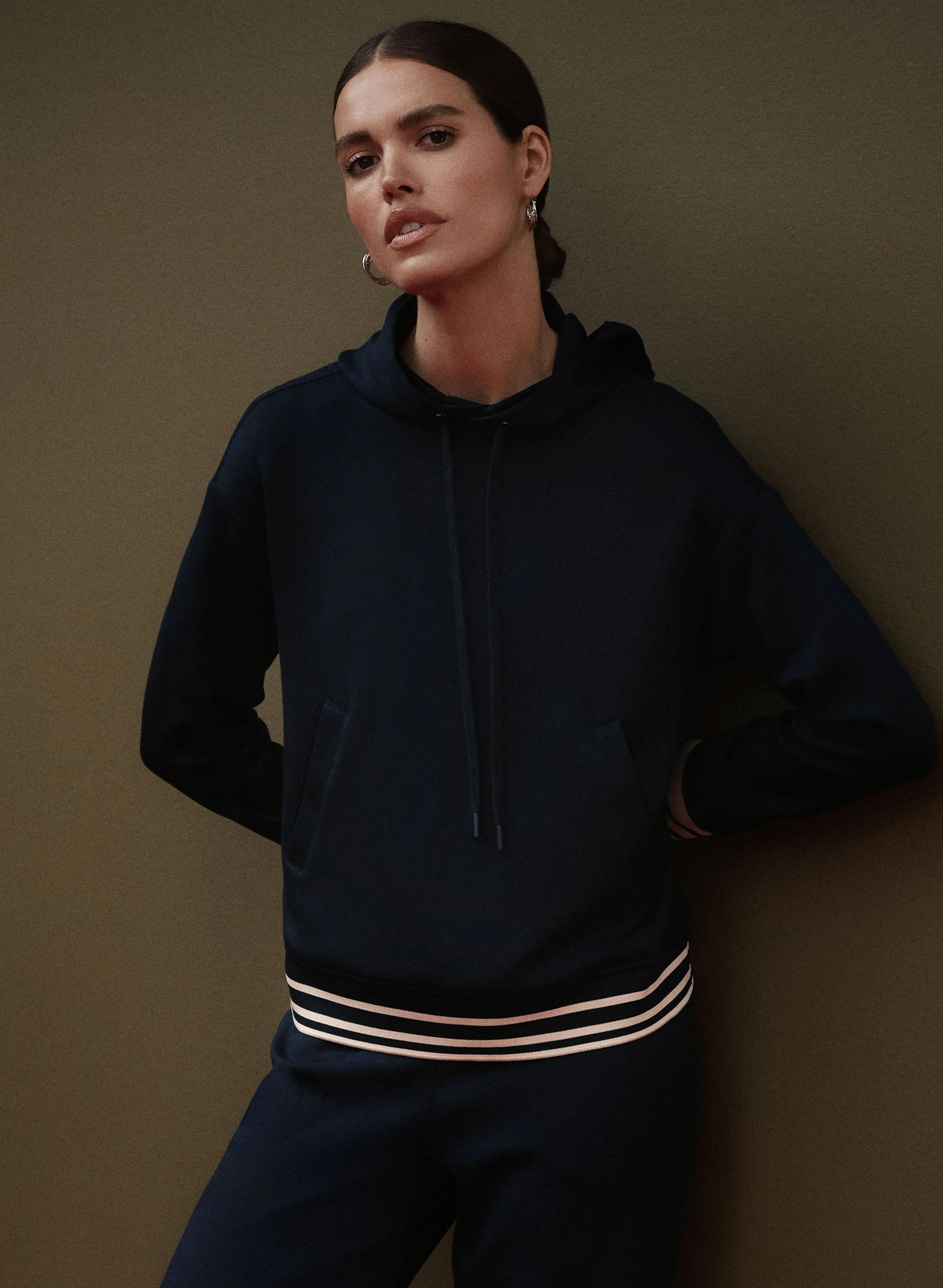 Striped Trim Hooded Sweatshirt sold by Melanie Lyne product image thumbnail 3