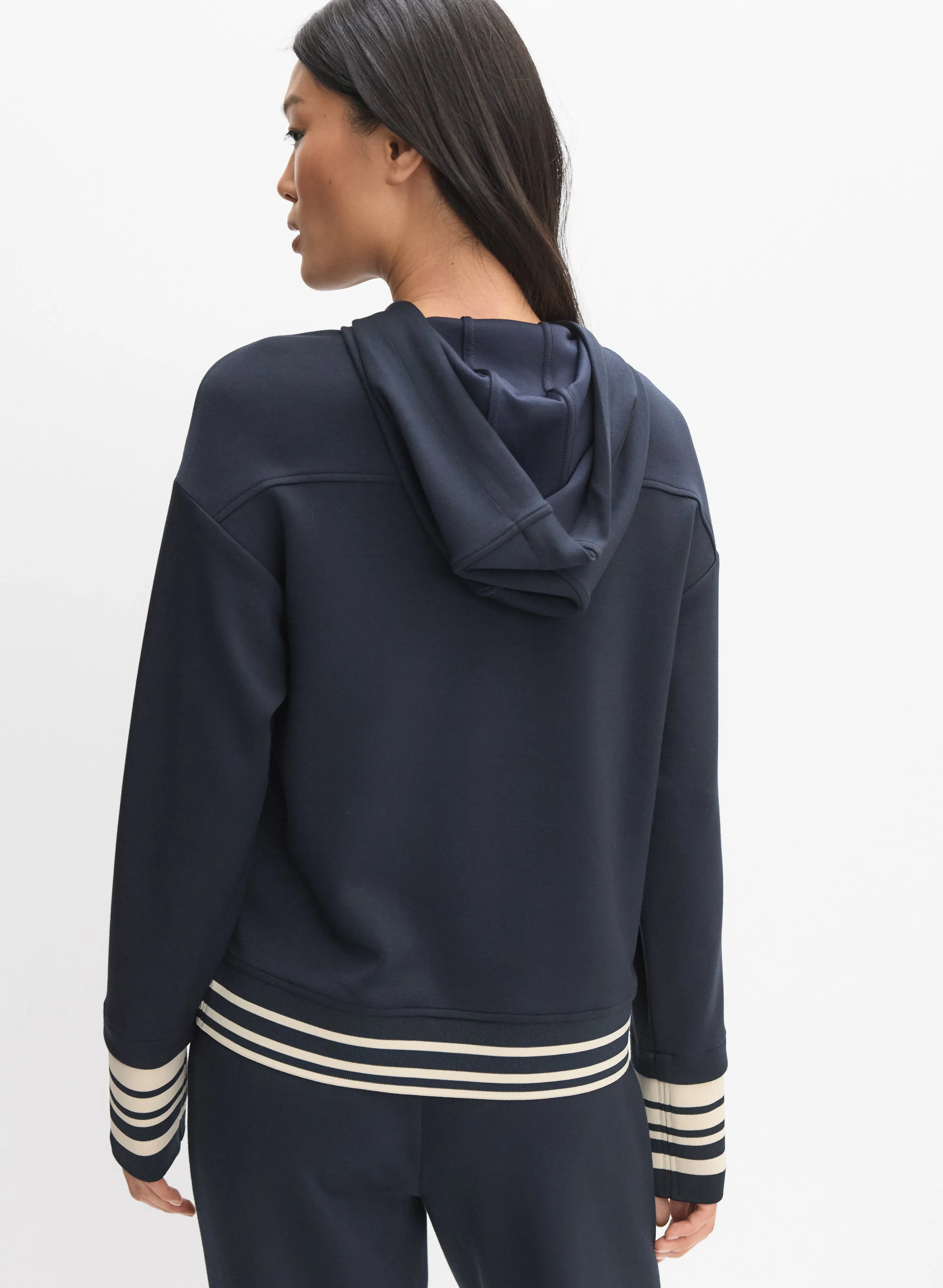 Striped Trim Hooded Sweatshirt sold by Melanie Lyne product image thumbnail 5