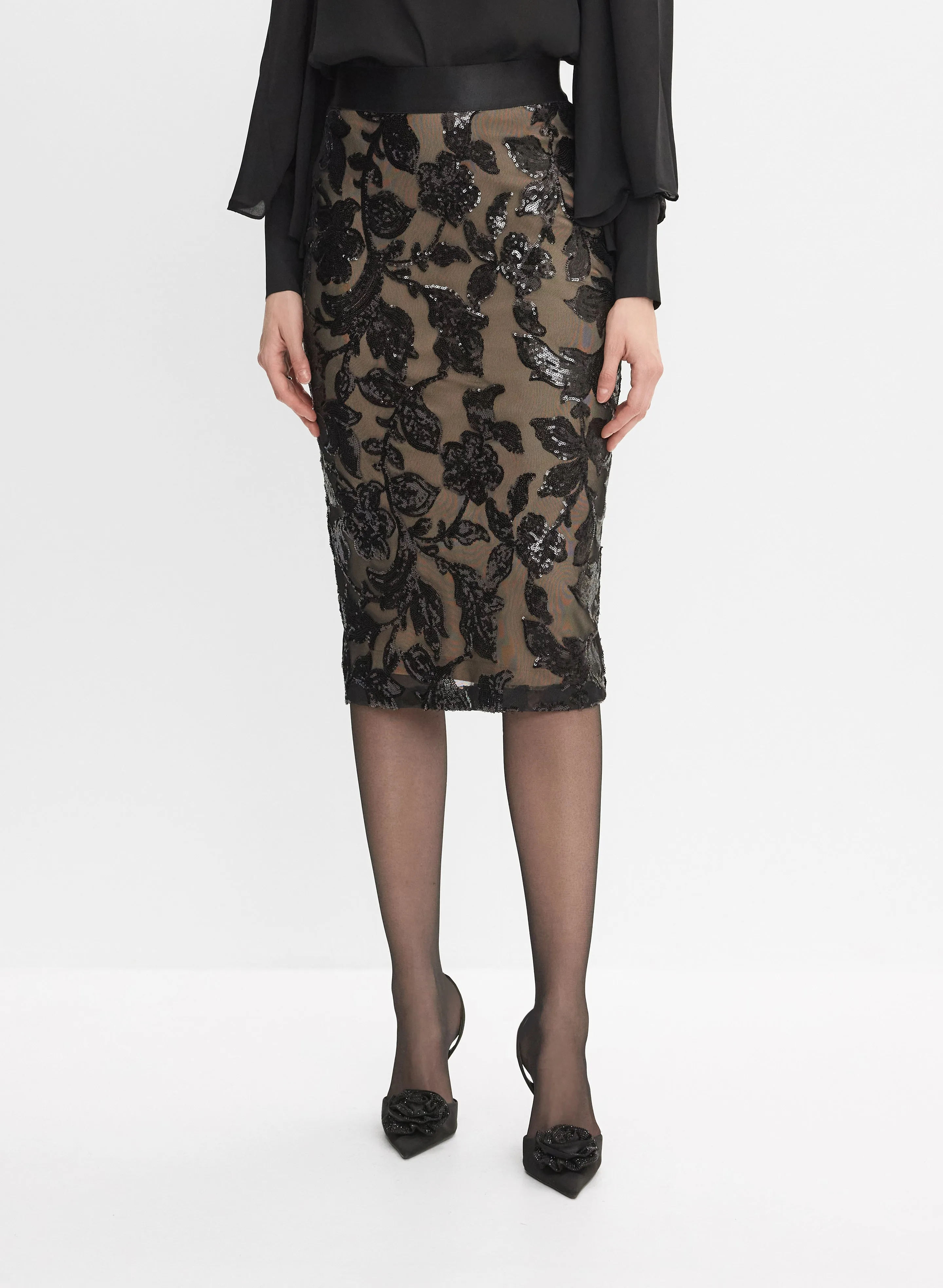 Joseph Ribkoff - Embroidered Floral Skirt sold by Melanie Lyne