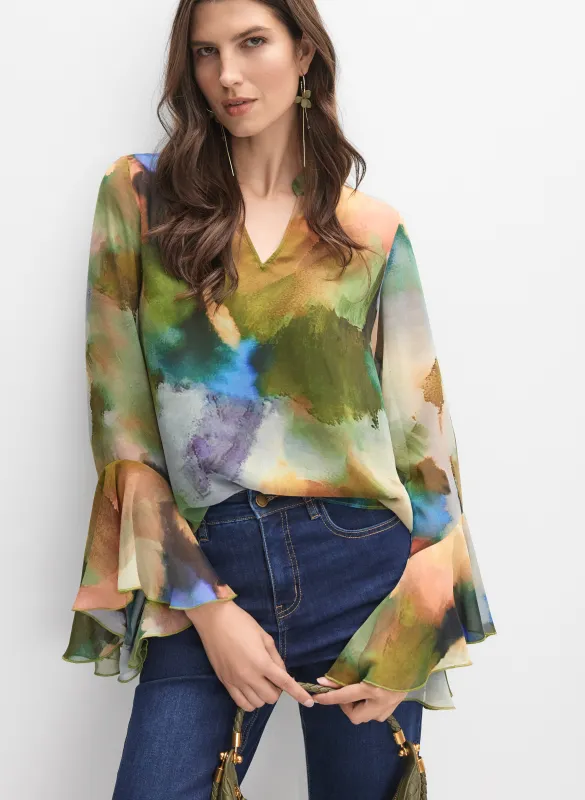 Abstract Bell Sleeve Blouse sold by Melanie Lyne
