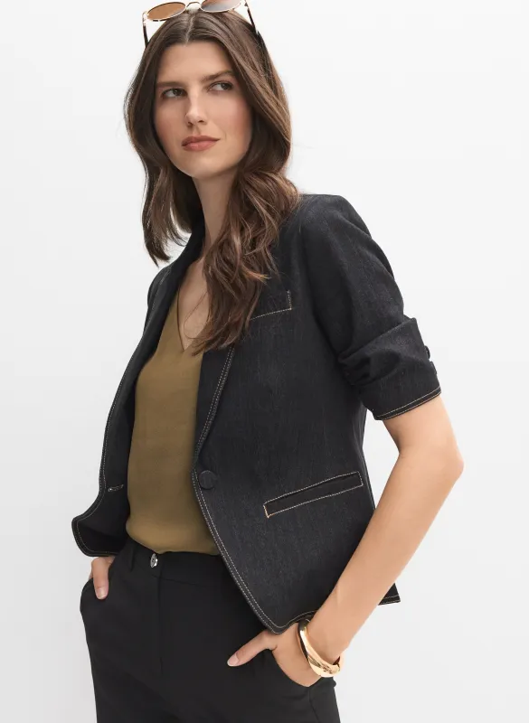 Denim Short-Sleeve Blazer sold by Melanie Lyne