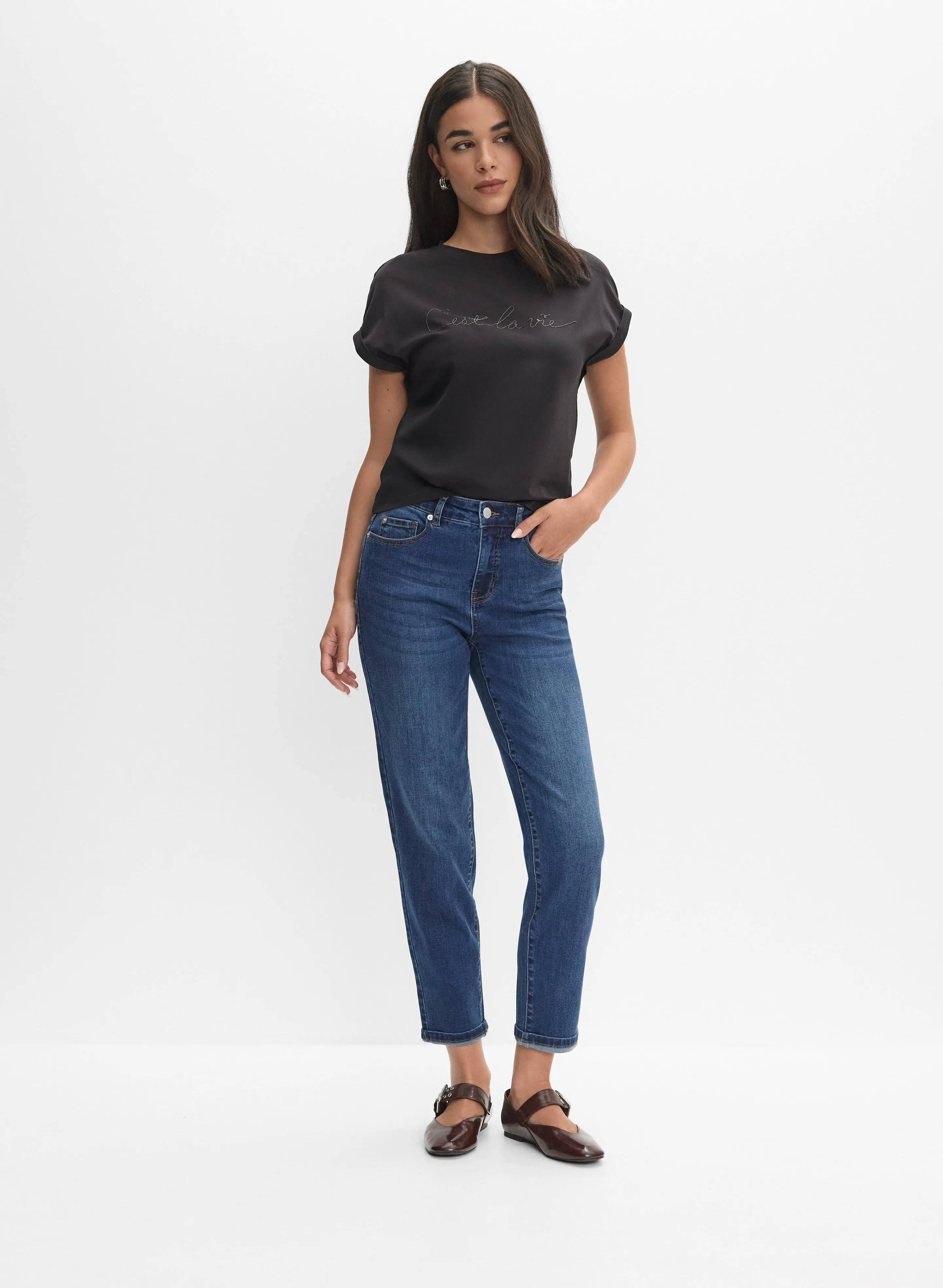 Stone Wash Straight-Leg Jeans sold by Melanie Lyne product image thumbnail 4