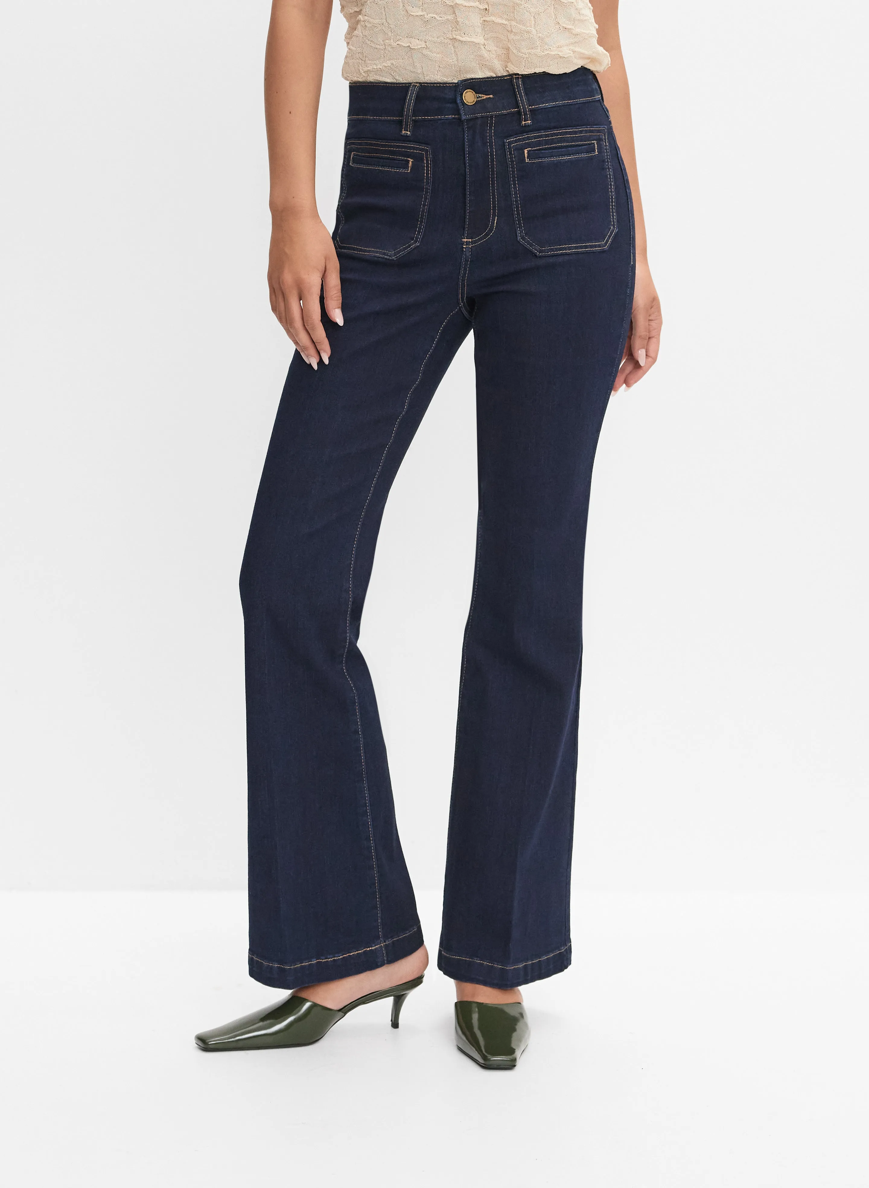Patch Pocket Flare-Leg Jeans sold by Melanie Lyne