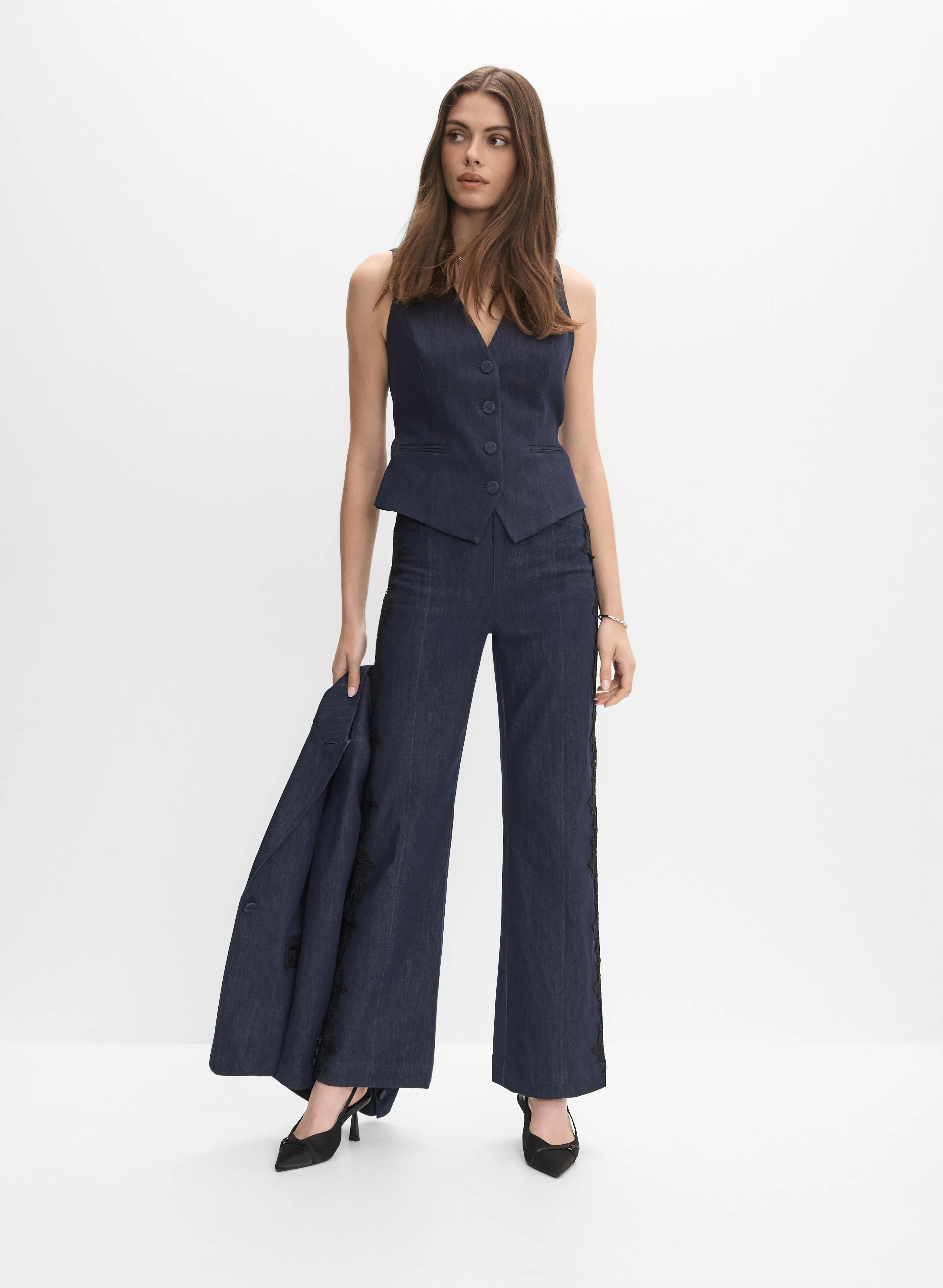 Cropped Denim Vest sold by Melanie Lyne product image thumbnail 3