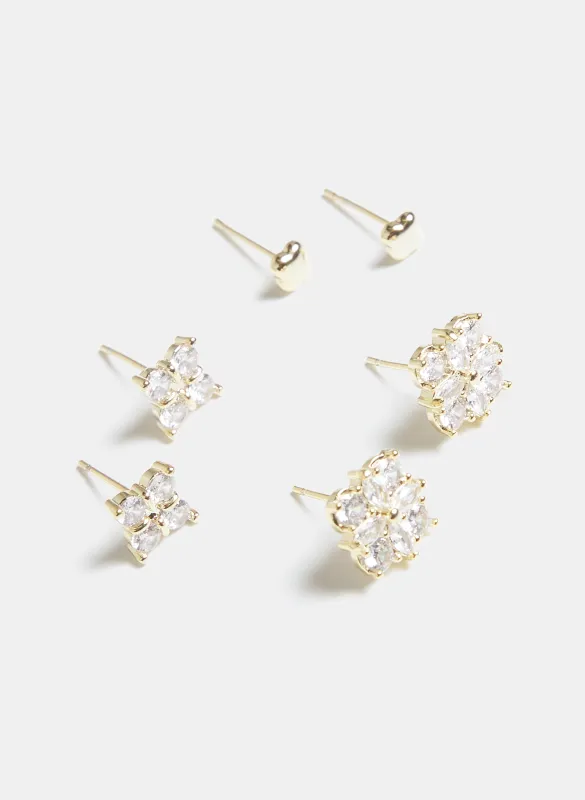 Three-Piece Clover Stud Earrings Set sold by Melanie Lyne