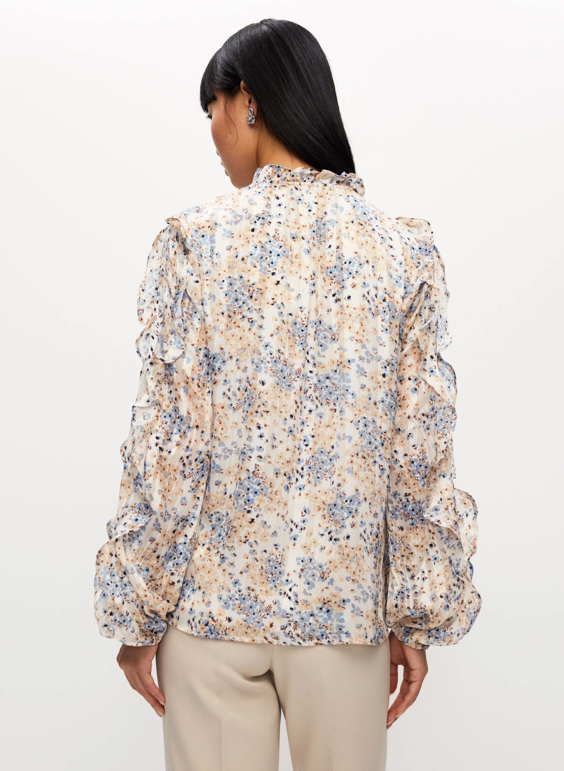 Ruffle Sleeve Floral Print Top sold by Melanie Lyne product image thumbnail 4