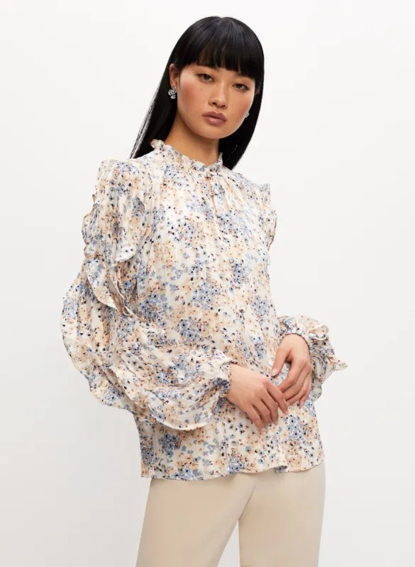 Ruffle Sleeve Floral Print Top sold by Melanie Lyne