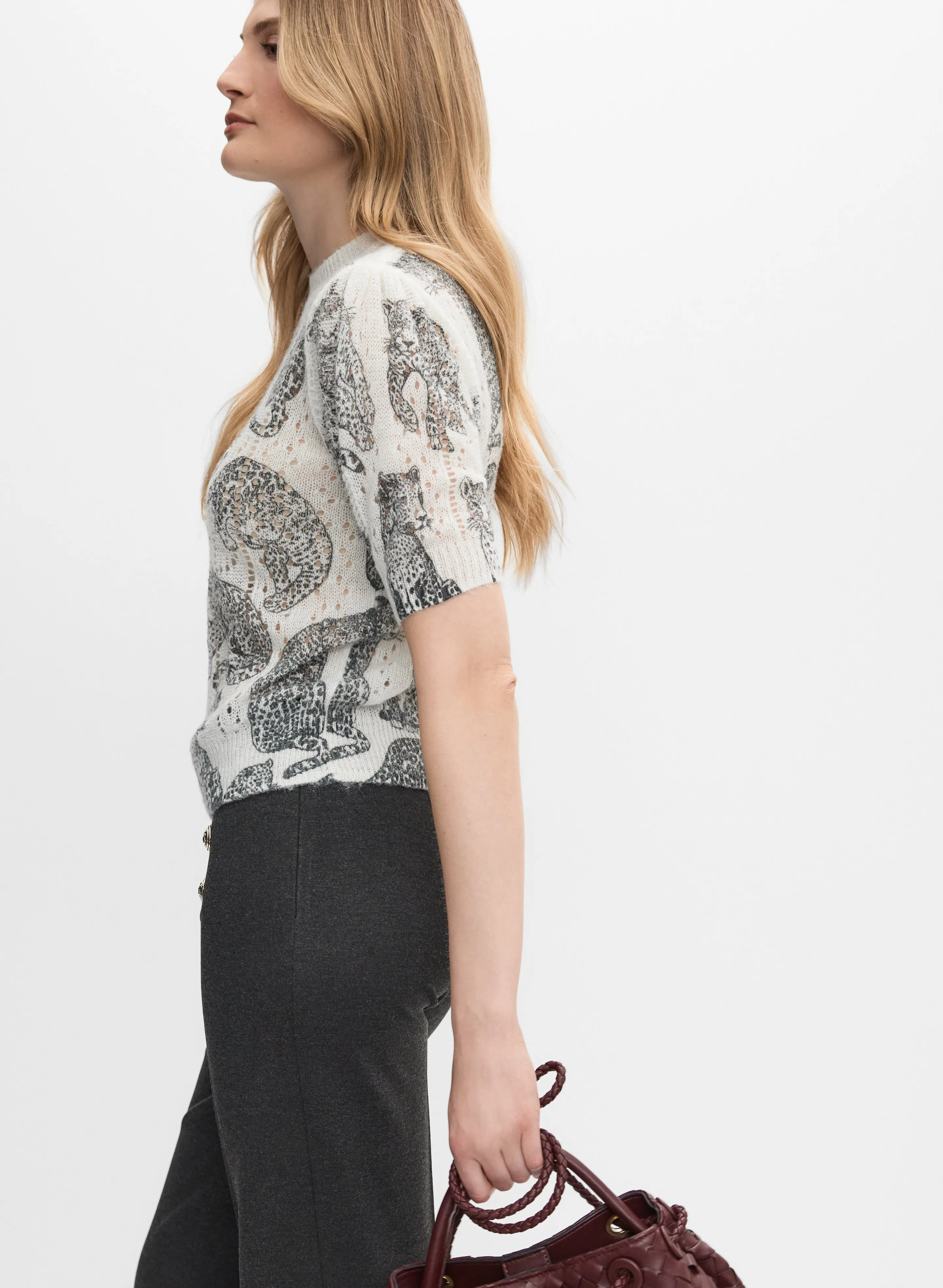 Cheetah Pointelle Knit Pullover sold by Melanie Lyne product image thumbnail 5