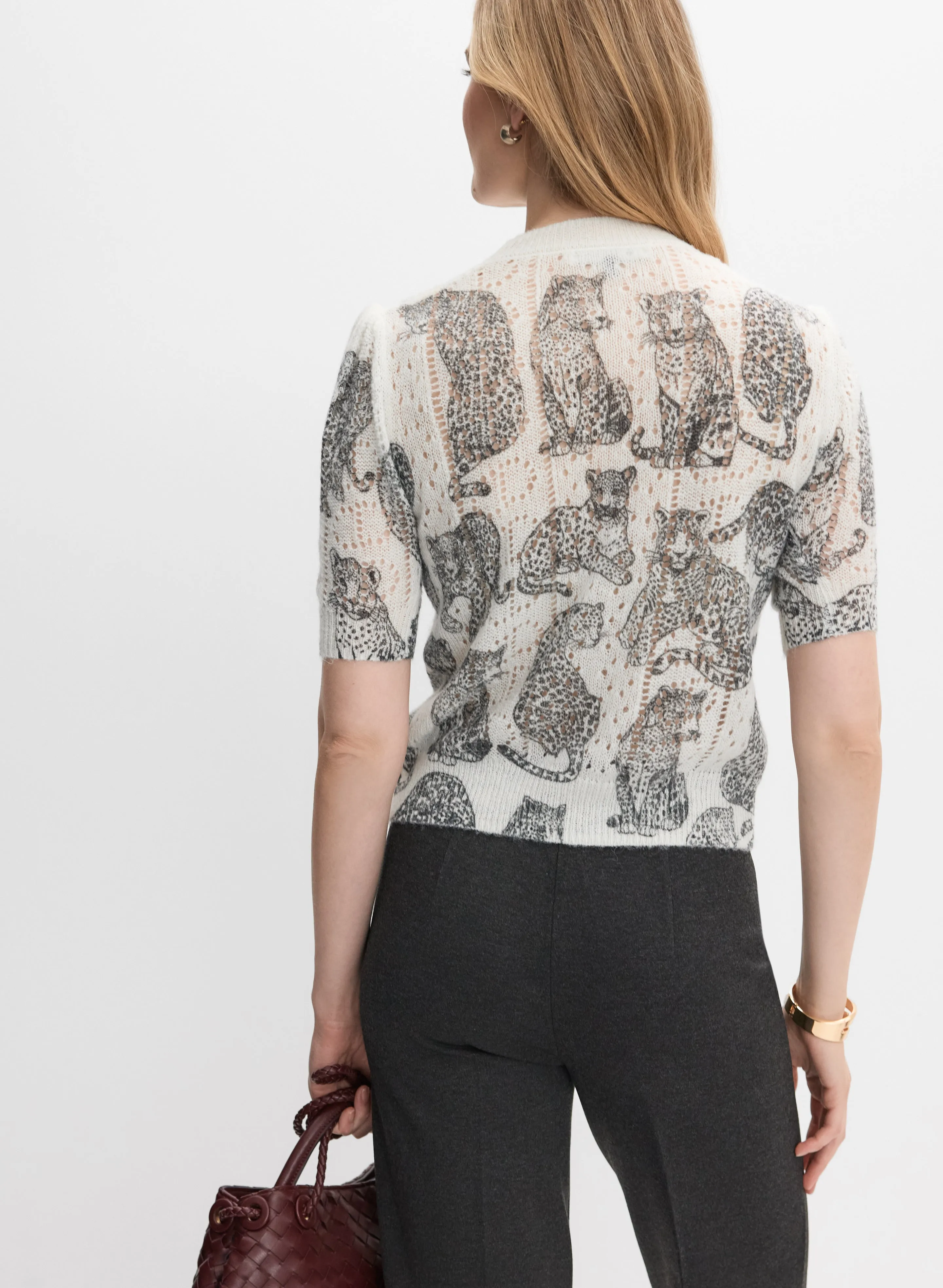 Cheetah Pointelle Knit Pullover sold by Melanie Lyne product image thumbnail 4