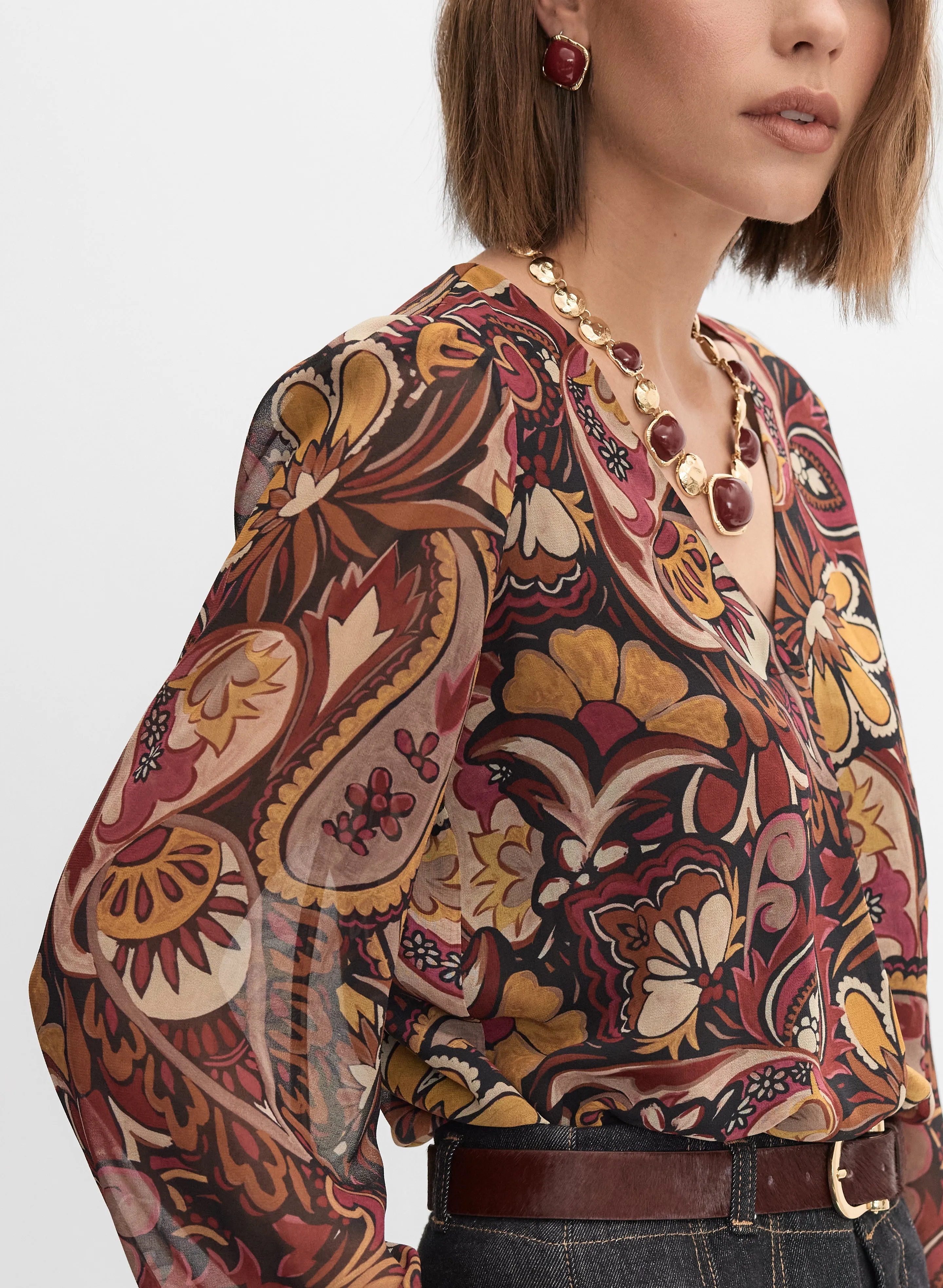 Paisley Balloon Sleeve Blouse sold by Melanie Lyne product image thumbnail 4