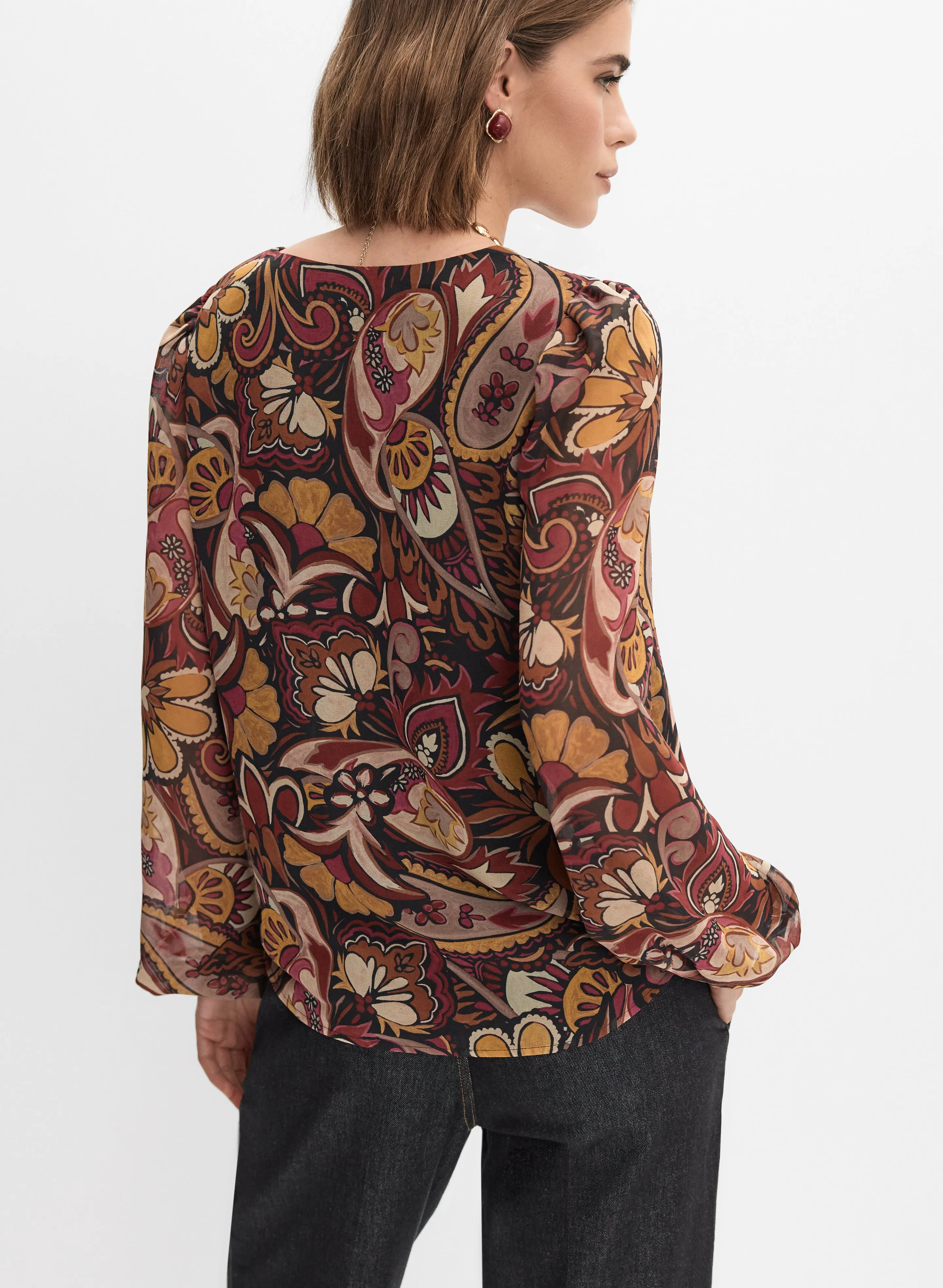 Paisley Balloon Sleeve Blouse sold by Melanie Lyne product image thumbnail 3