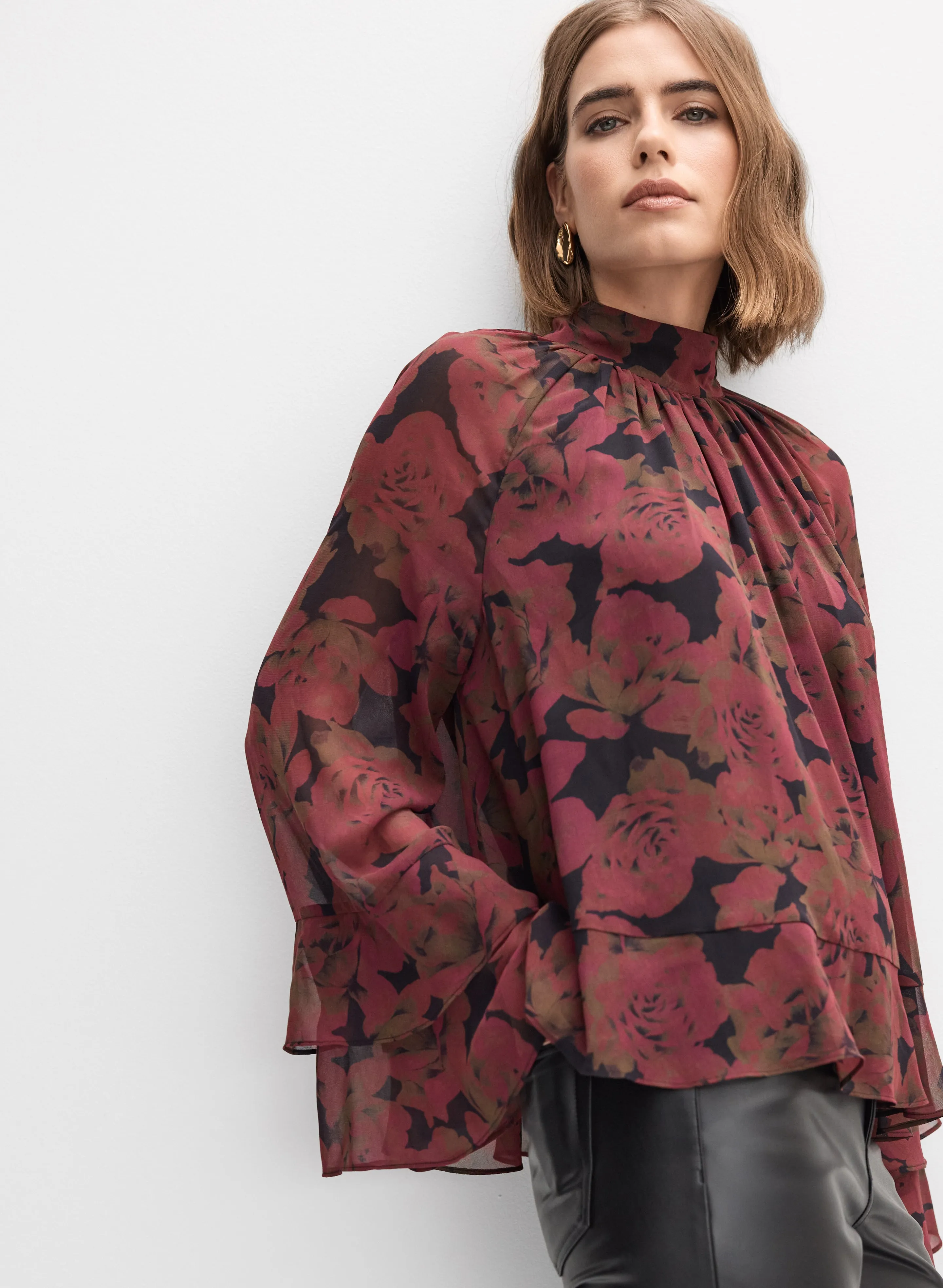 Rose Print Chiffon Blouse sold by Melanie Lyne product image thumbnail 5