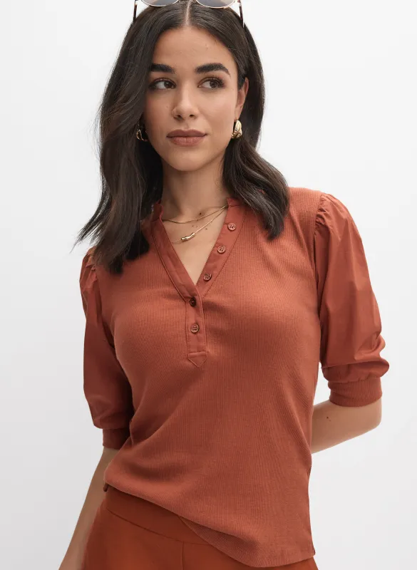 Puff Sleeve Stand Collar Top sold by Melanie Lyne