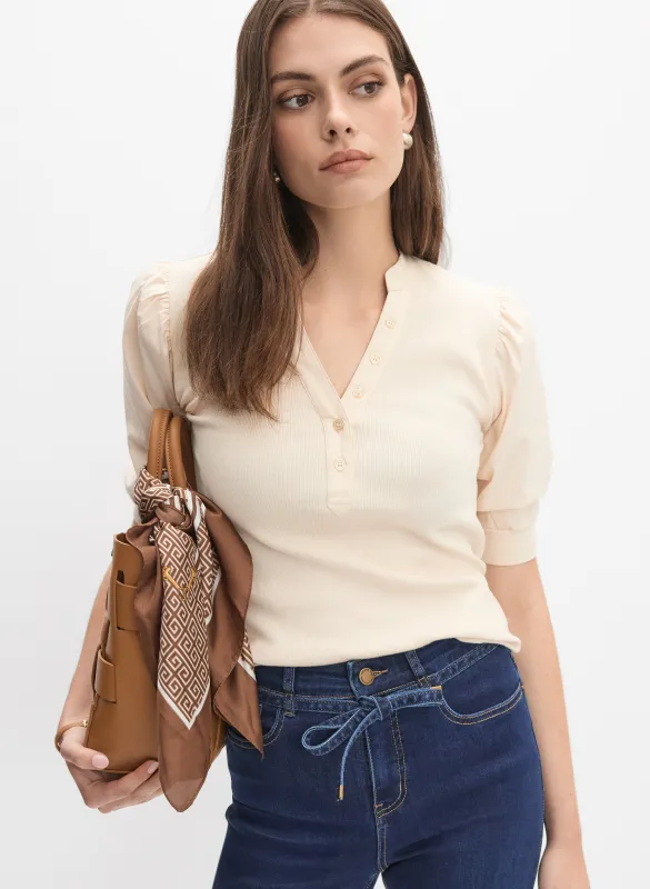 Puff Sleeve Stand Collar Top sold by Melanie Lyne