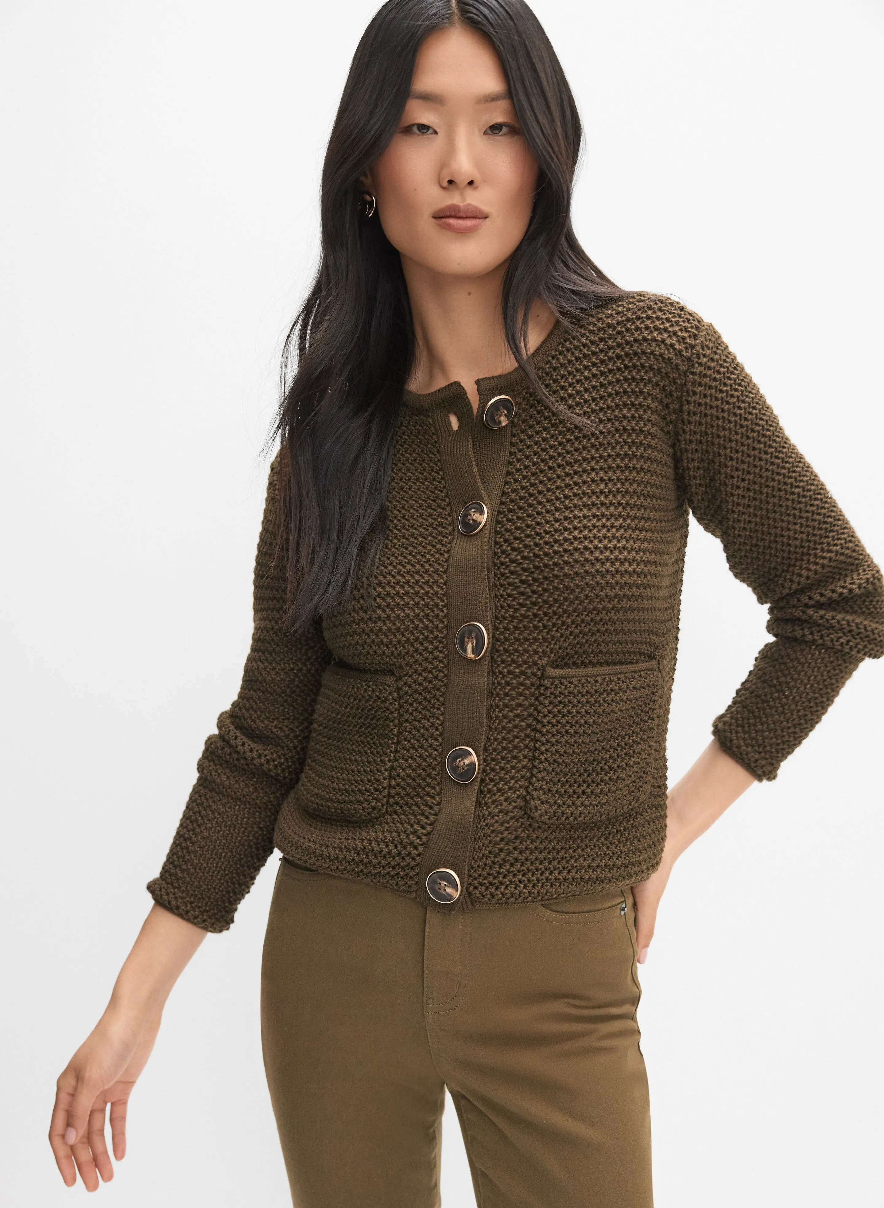 Cropped Crew Neck Cardigan sold by Melanie Lyne