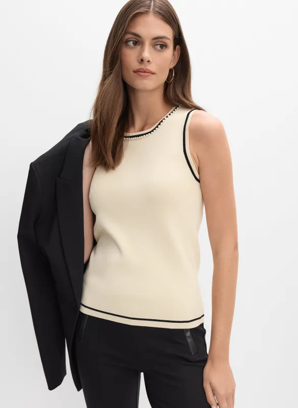 Sleeveless Pearl Trim Sweater sold by Melanie Lyne