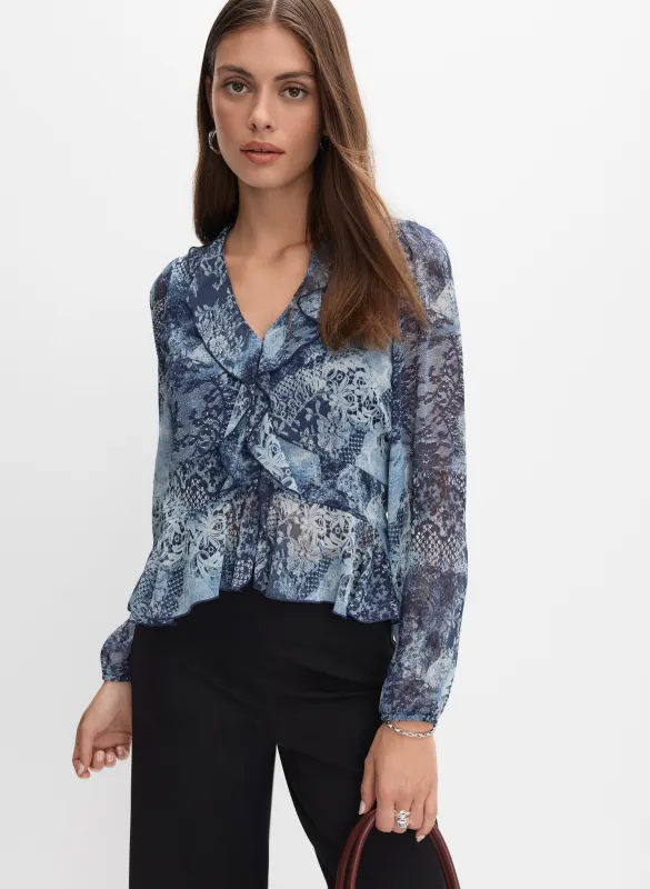 Lace Print Chiffon Blouse sold by Melanie Lyne