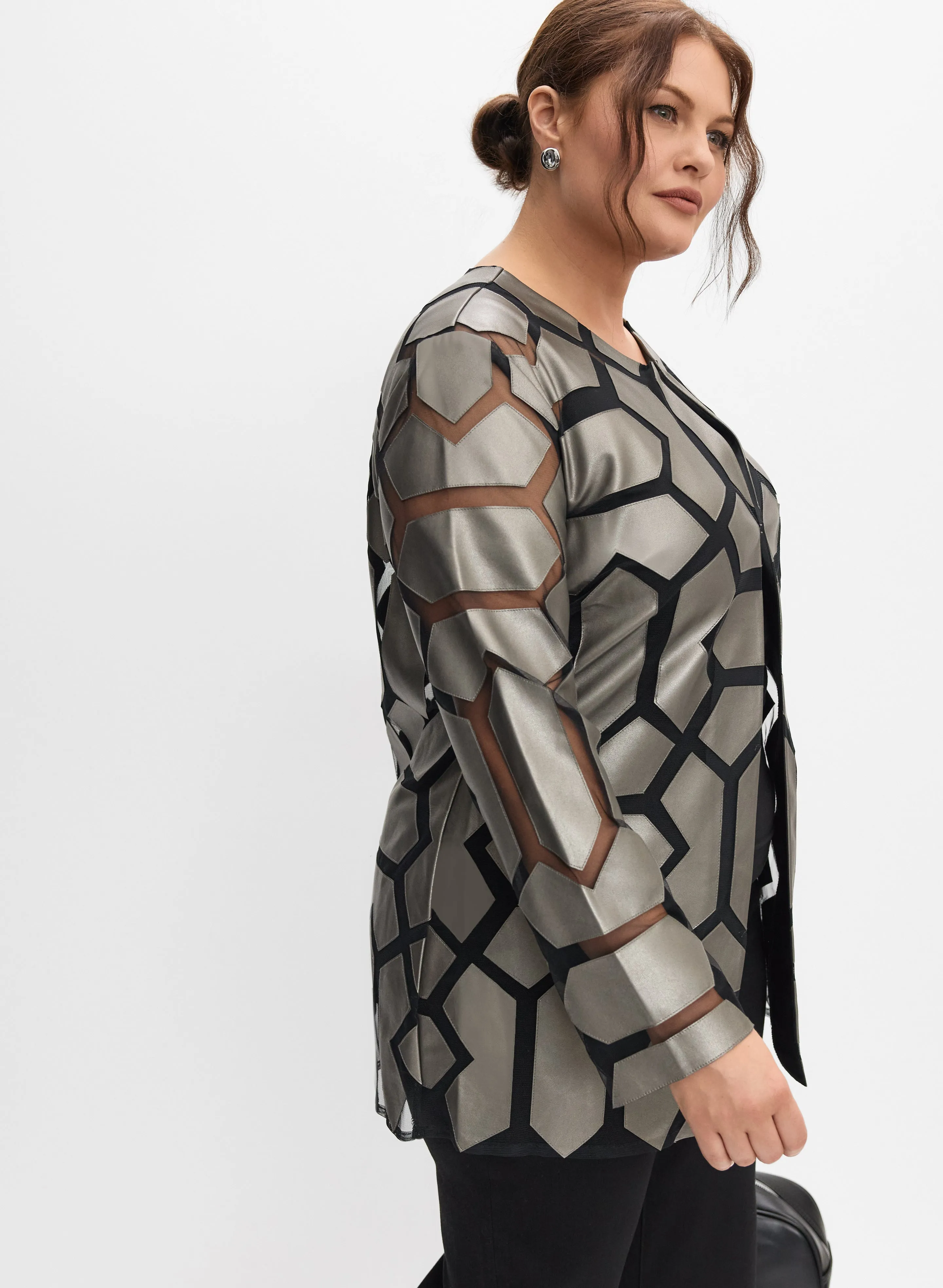 Joseph Ribkoff - Geometric Mesh Jacket sold by Melanie Lyne product image thumbnail 2