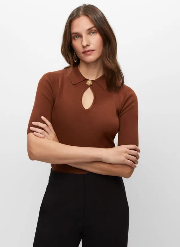 Keyhole Detail Short Sleeve Pullover sold by Melanie Lyne