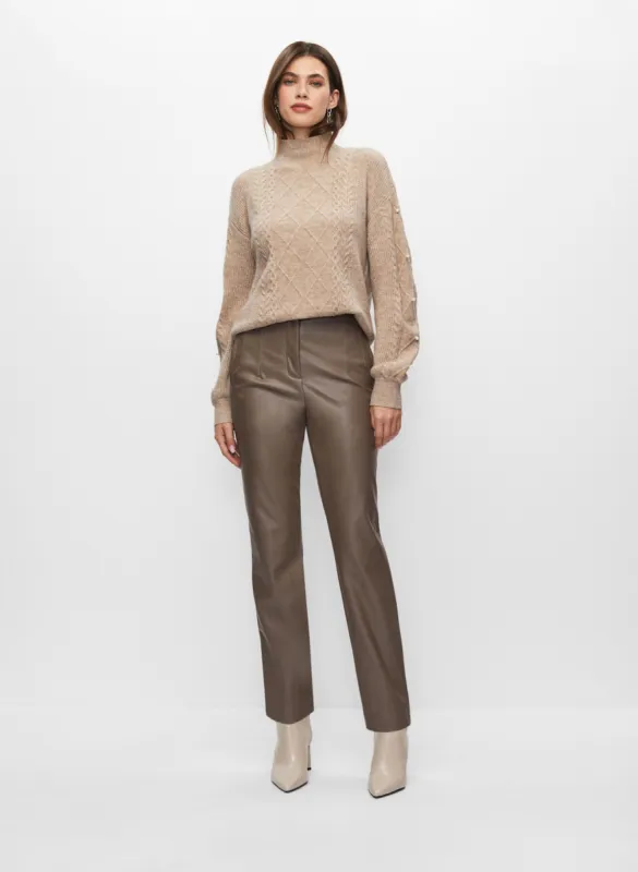 Pearl Detail Knit & Vegan Leather Pants sold by Melanie Lyne