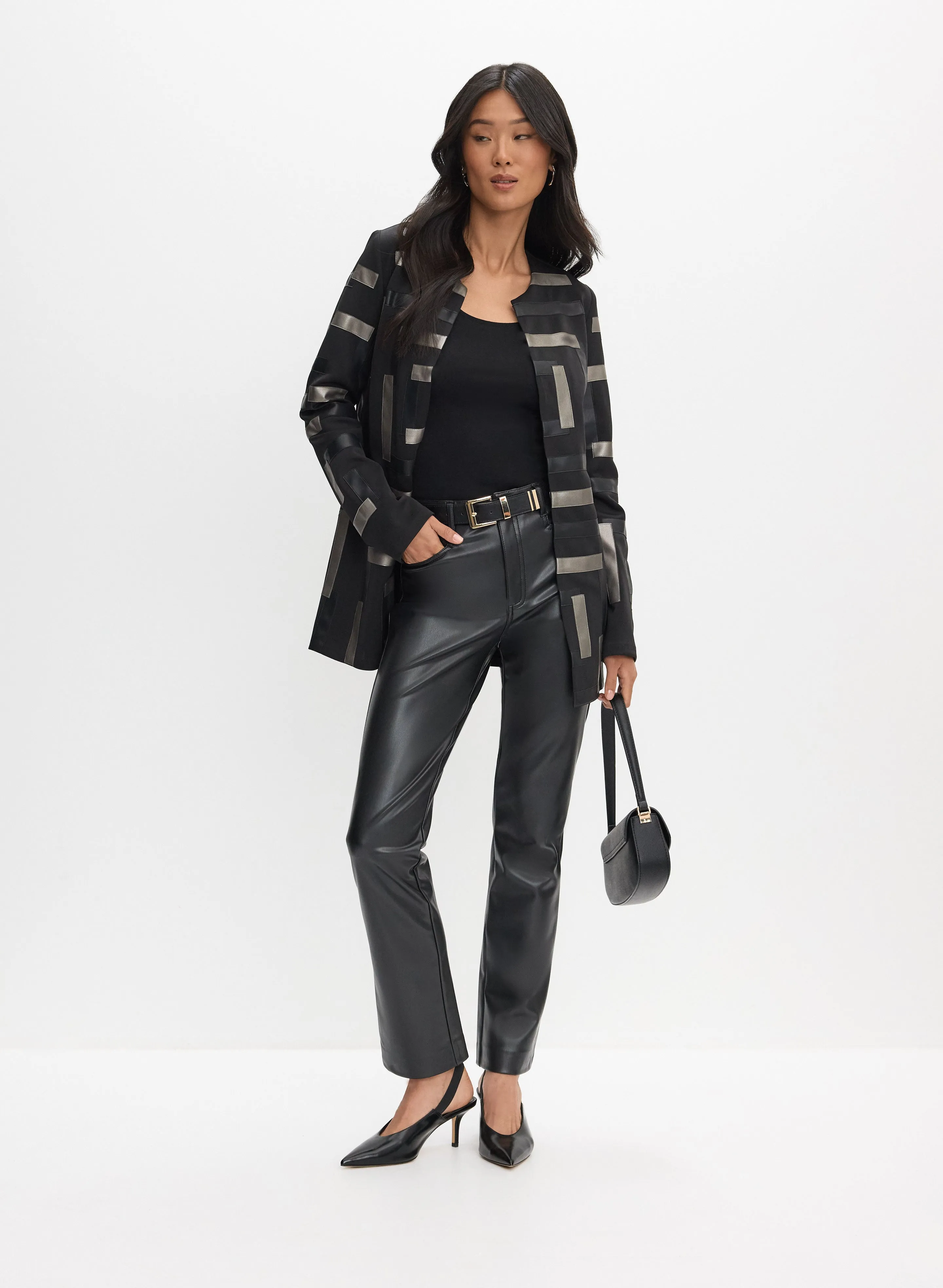 Joseph Ribkoff - Vegan Leather Paneled Jacket sold by Melanie Lyne product image thumbnail 3