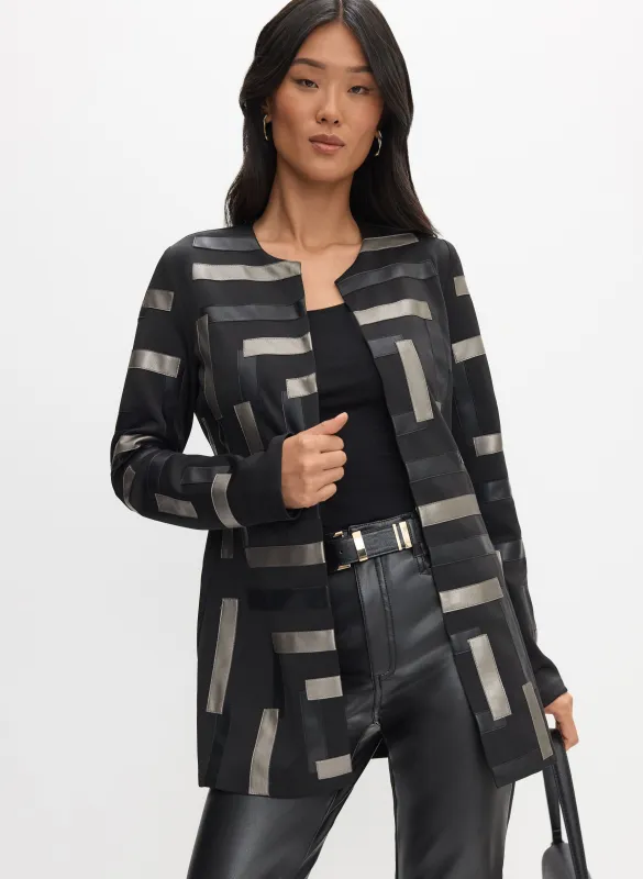Joseph Ribkoff - Vegan Leather Paneled Jacket sold by Melanie Lyne