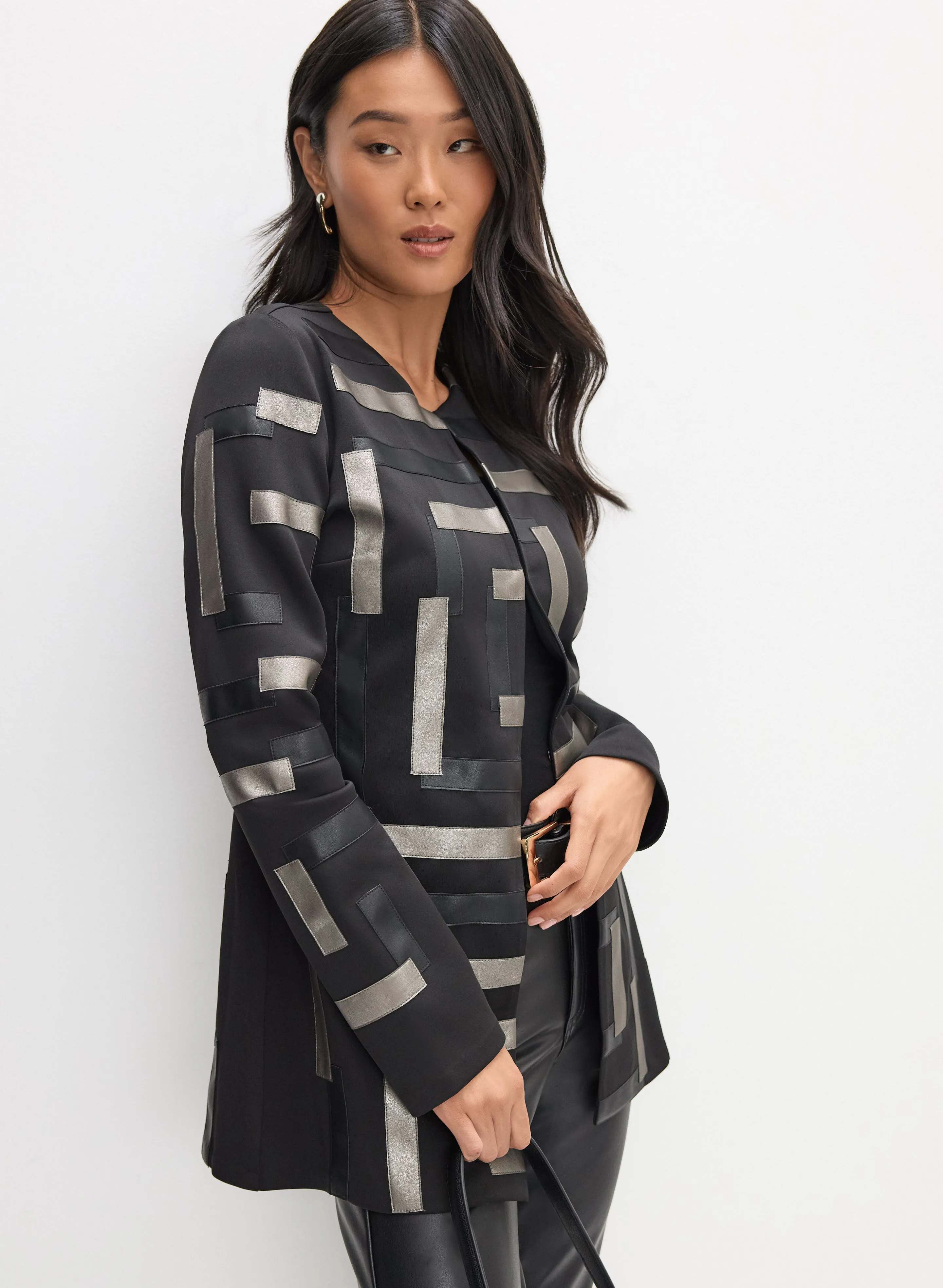 Joseph Ribkoff - Vegan Leather Paneled Jacket sold by Melanie Lyne product image thumbnail 5