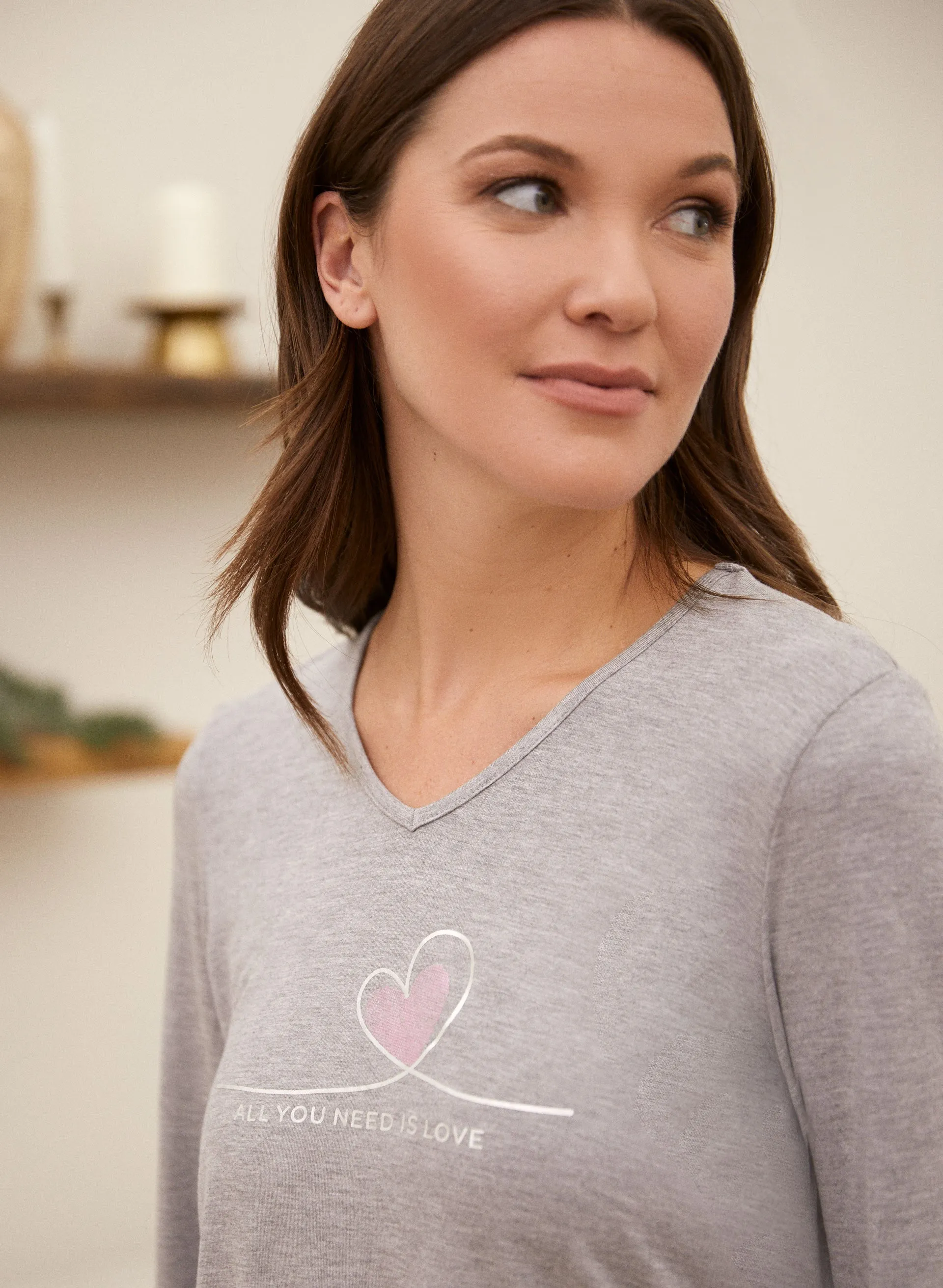 Slogan V-Neck Pyjama Top sold by Melanie Lyne product image thumbnail 2