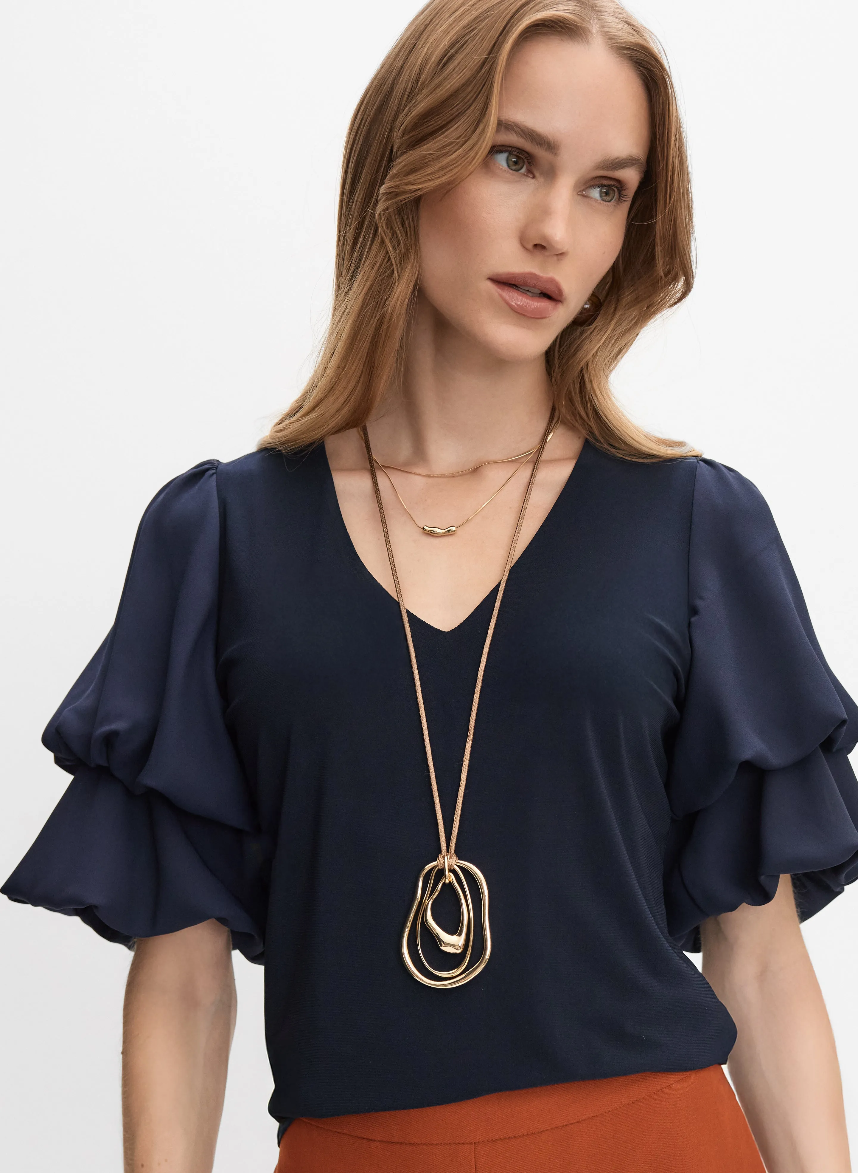 Pinched Puff Sleeve Top sold by Melanie Lyne