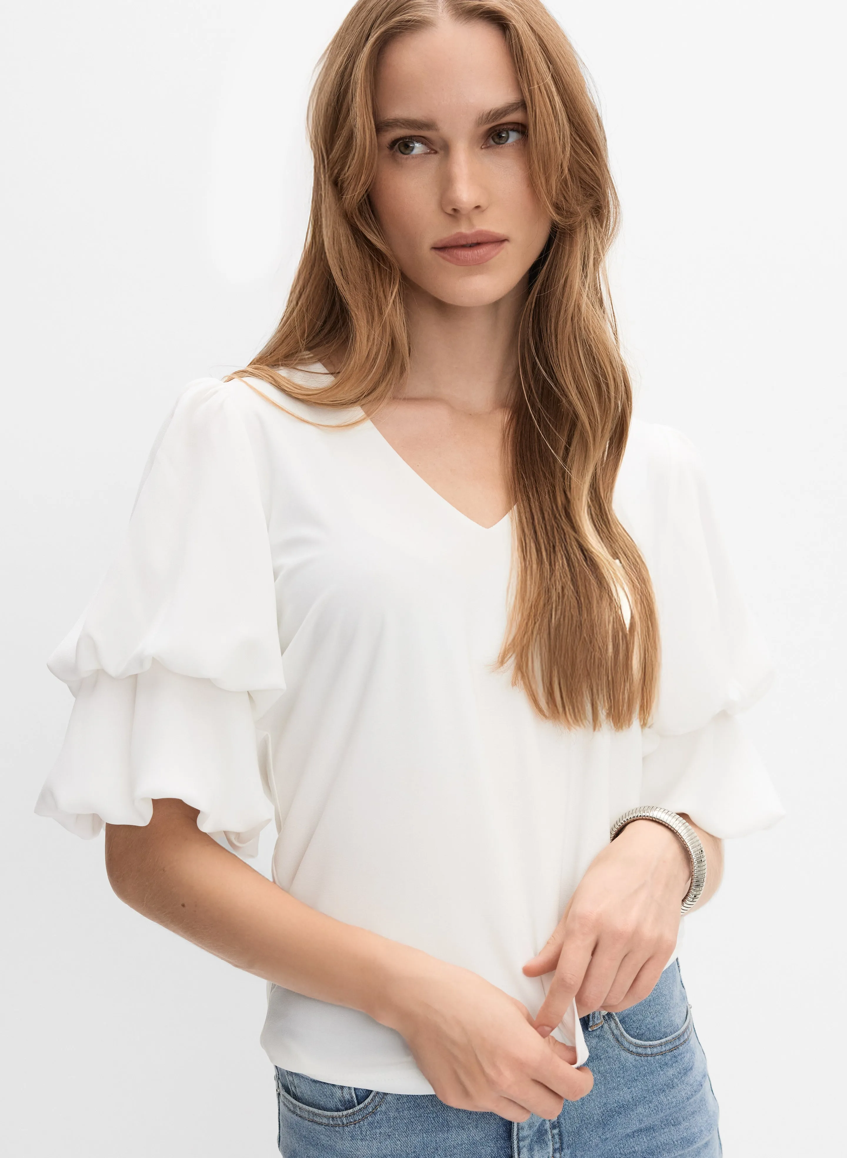 Pinched Puff Sleeve Top sold by Melanie Lyne product image thumbnail 5