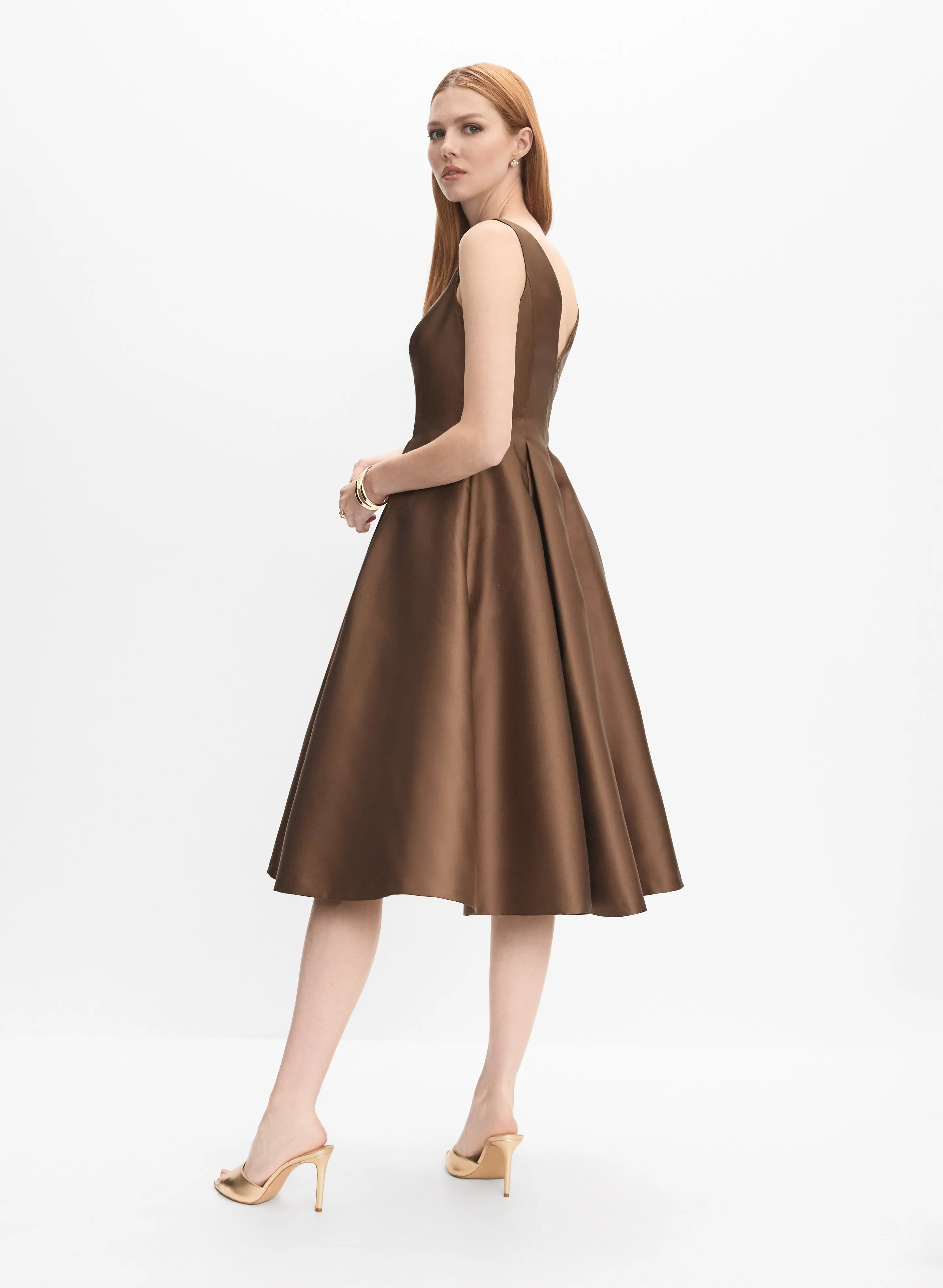 Adrianna Papell - Satin Fit & Flare Dress sold by Melanie Lyne product image thumbnail 3