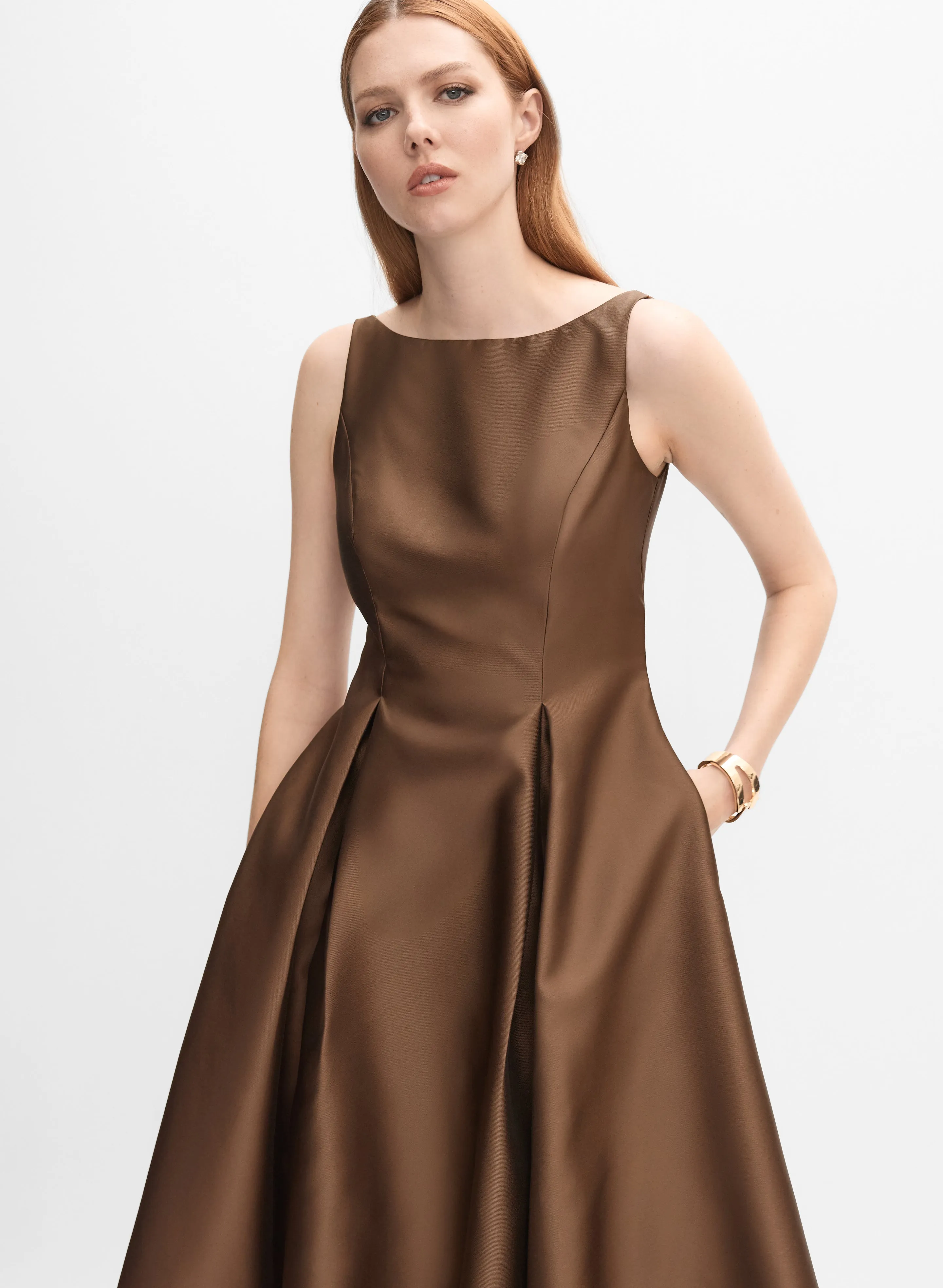 Adrianna Papell - Satin Fit & Flare Dress sold by Melanie Lyne product image thumbnail 4