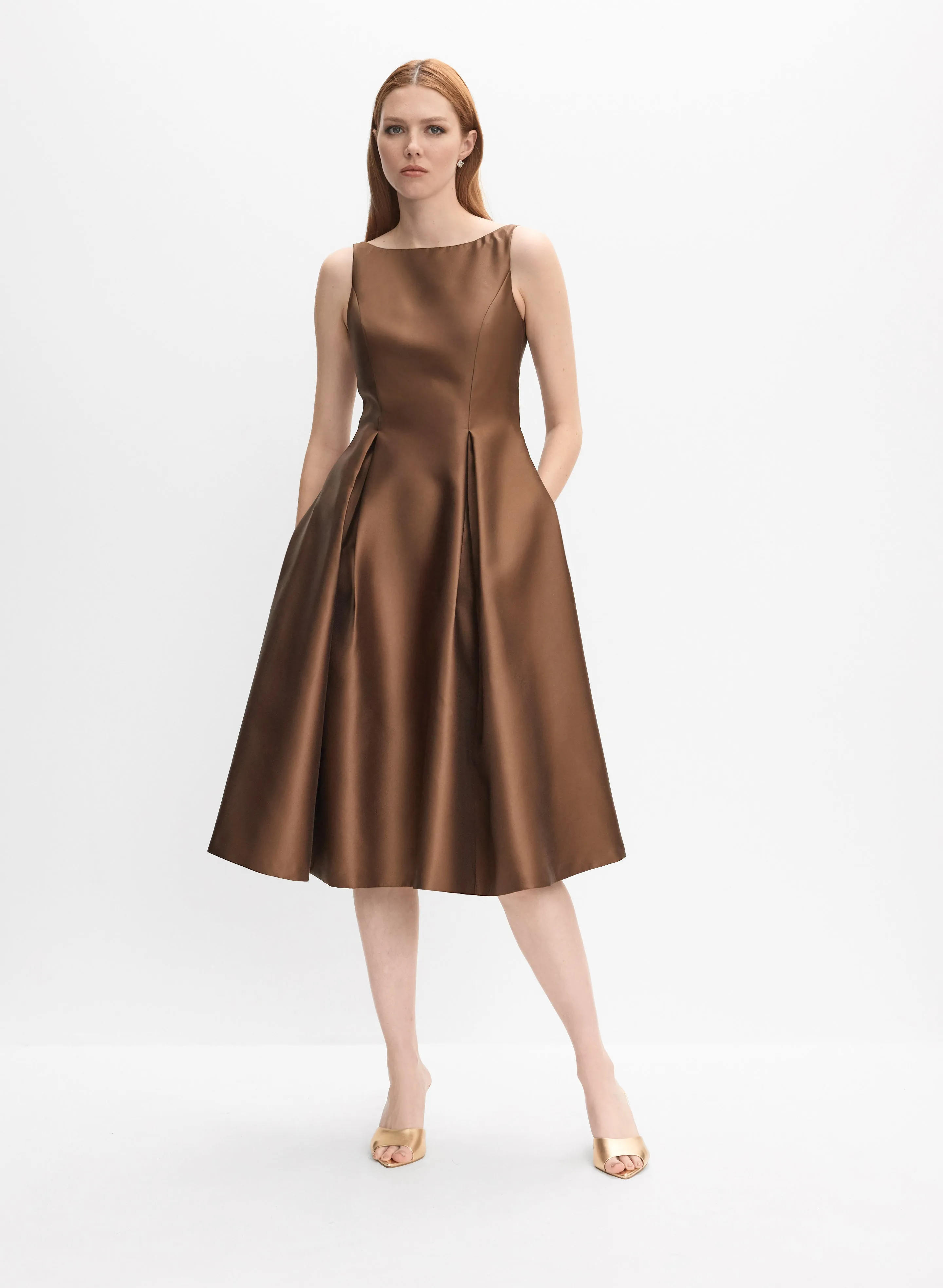 Adrianna Papell - Satin Fit & Flare Dress sold by Melanie Lyne