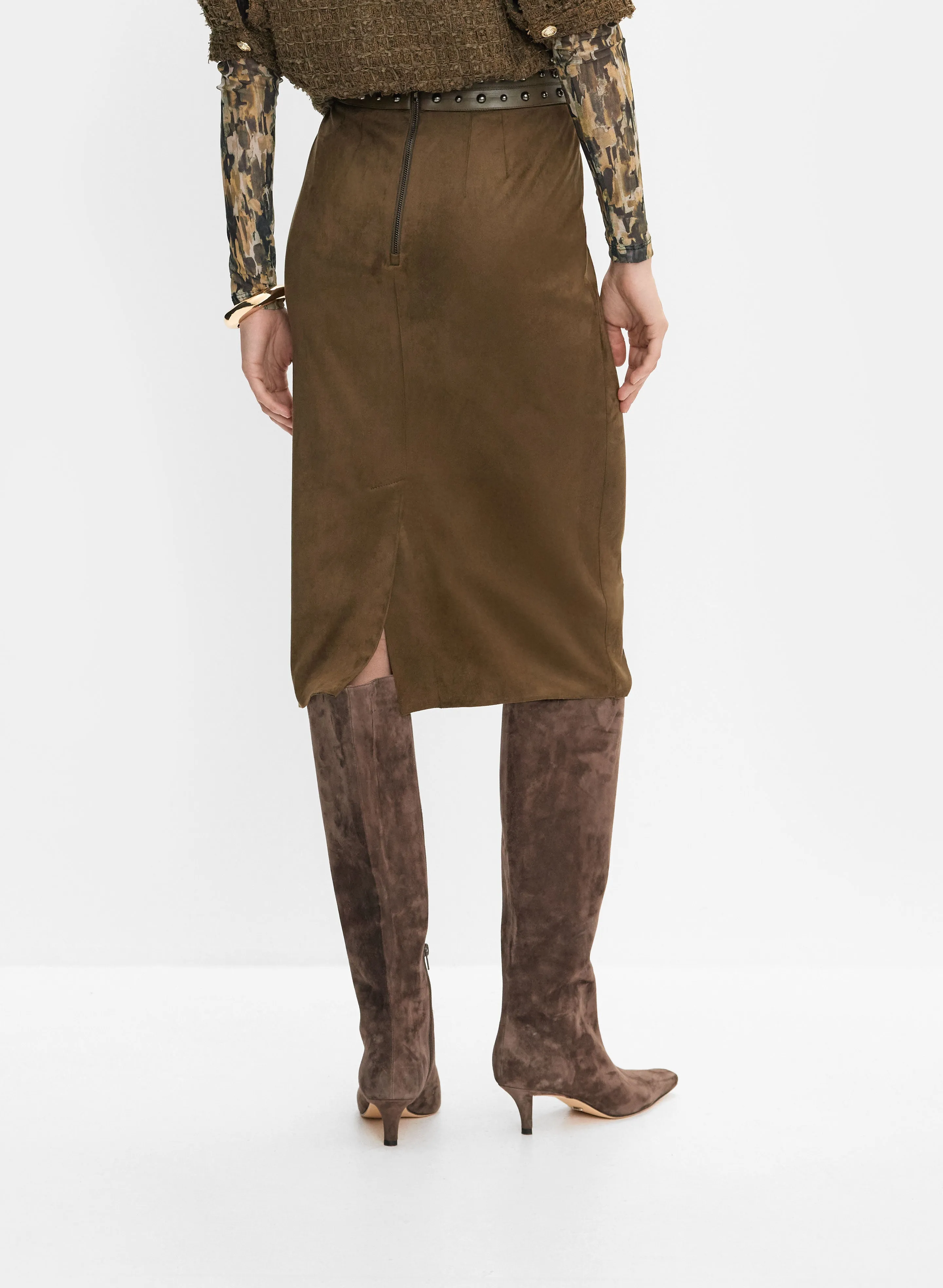 Faux-Suede Midi Skirt sold by Melanie Lyne product image thumbnail 2