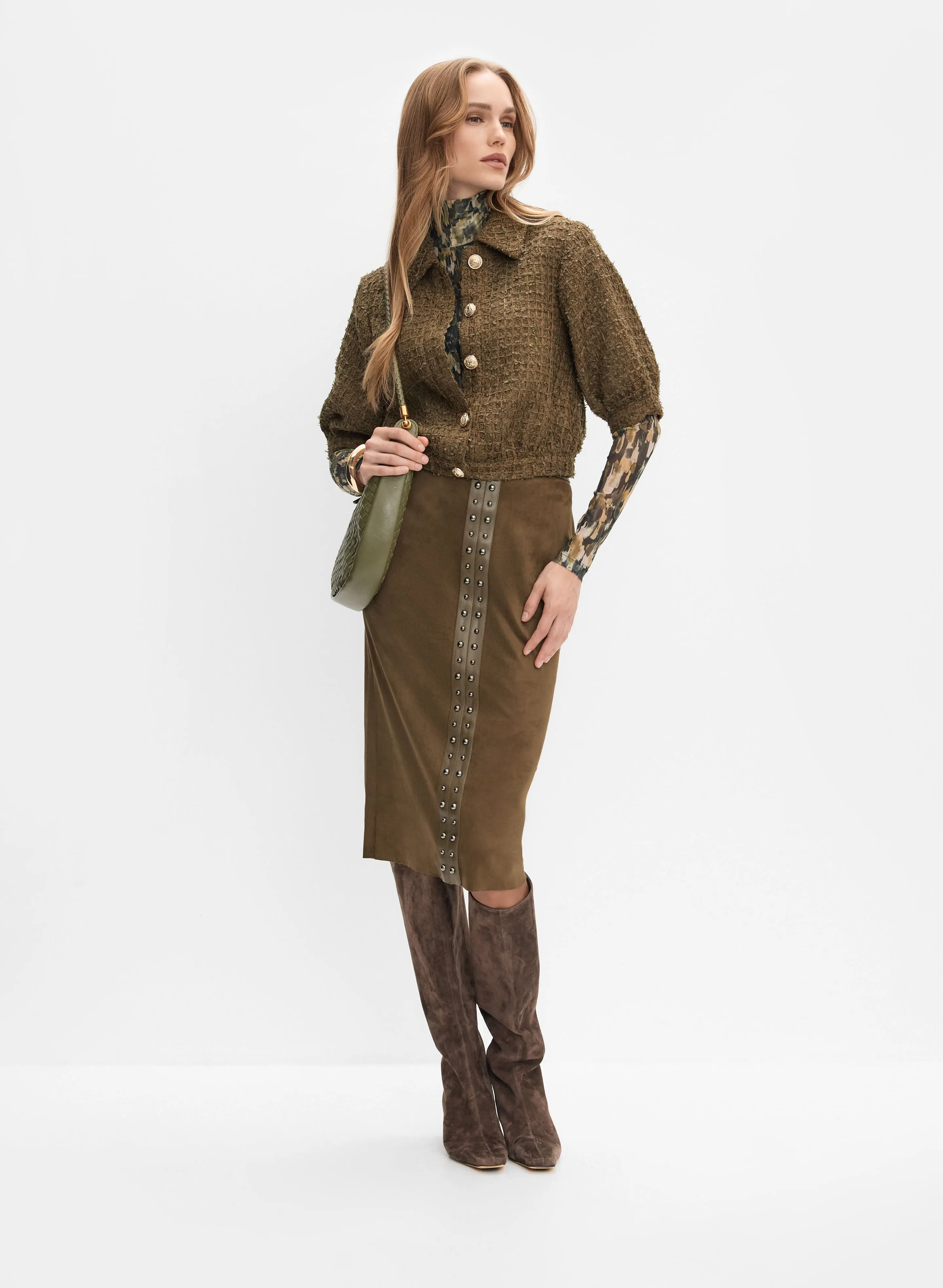 Faux-Suede Midi Skirt sold by Melanie Lyne product image thumbnail 3