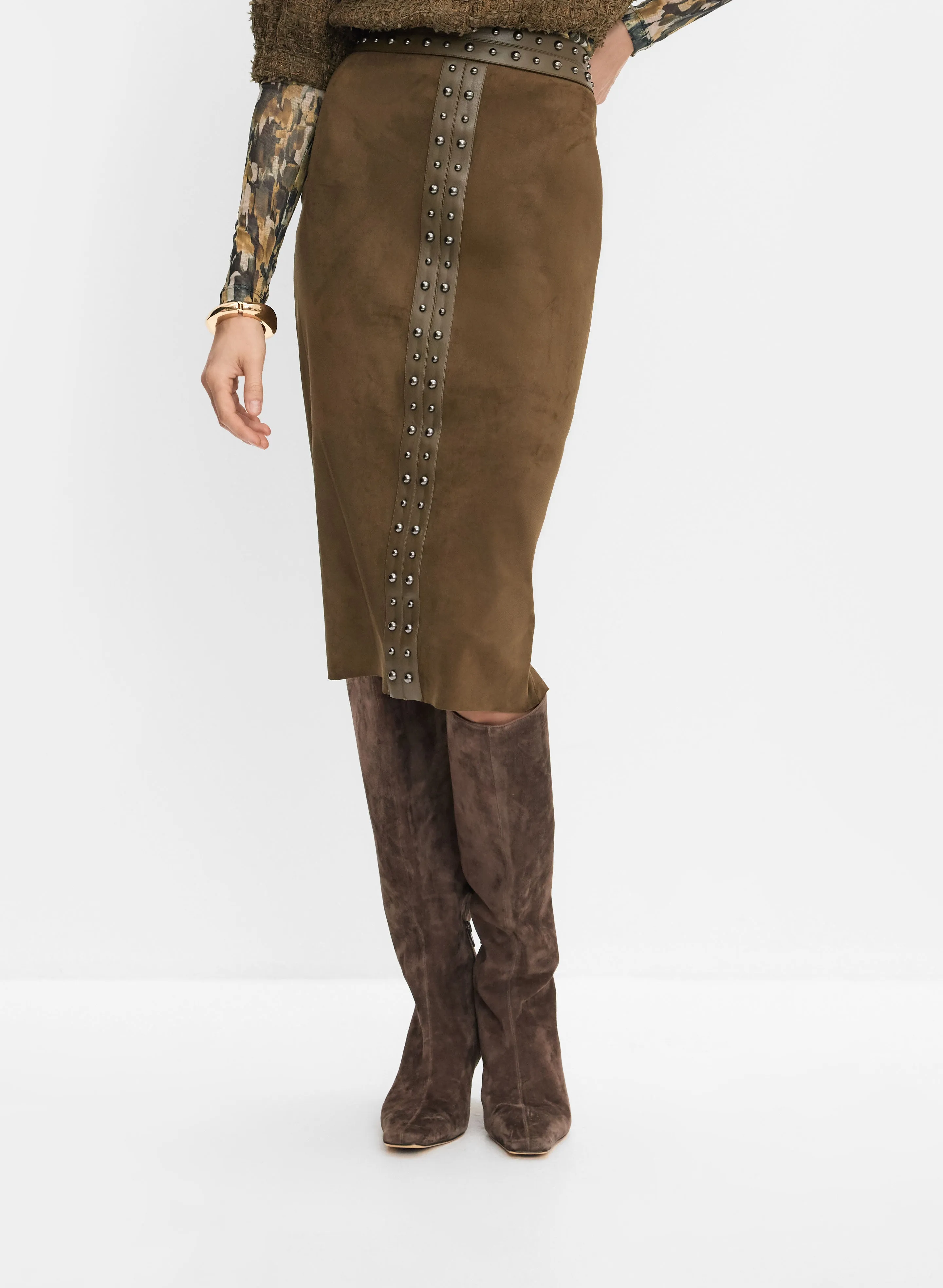 Faux-Suede Midi Skirt sold by Melanie Lyne