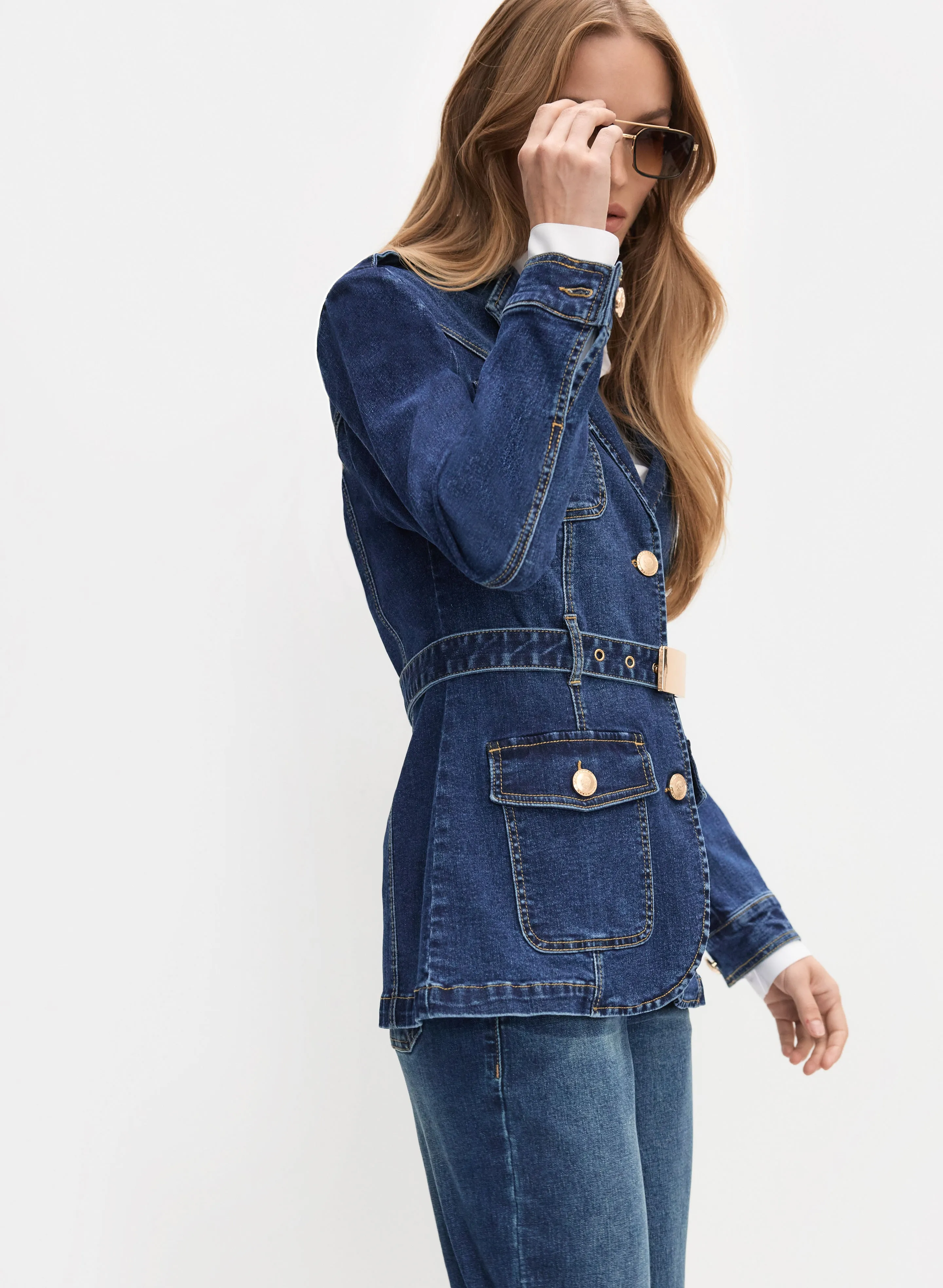 Belted Denim Blazer sold by Melanie Lyne product image thumbnail 4