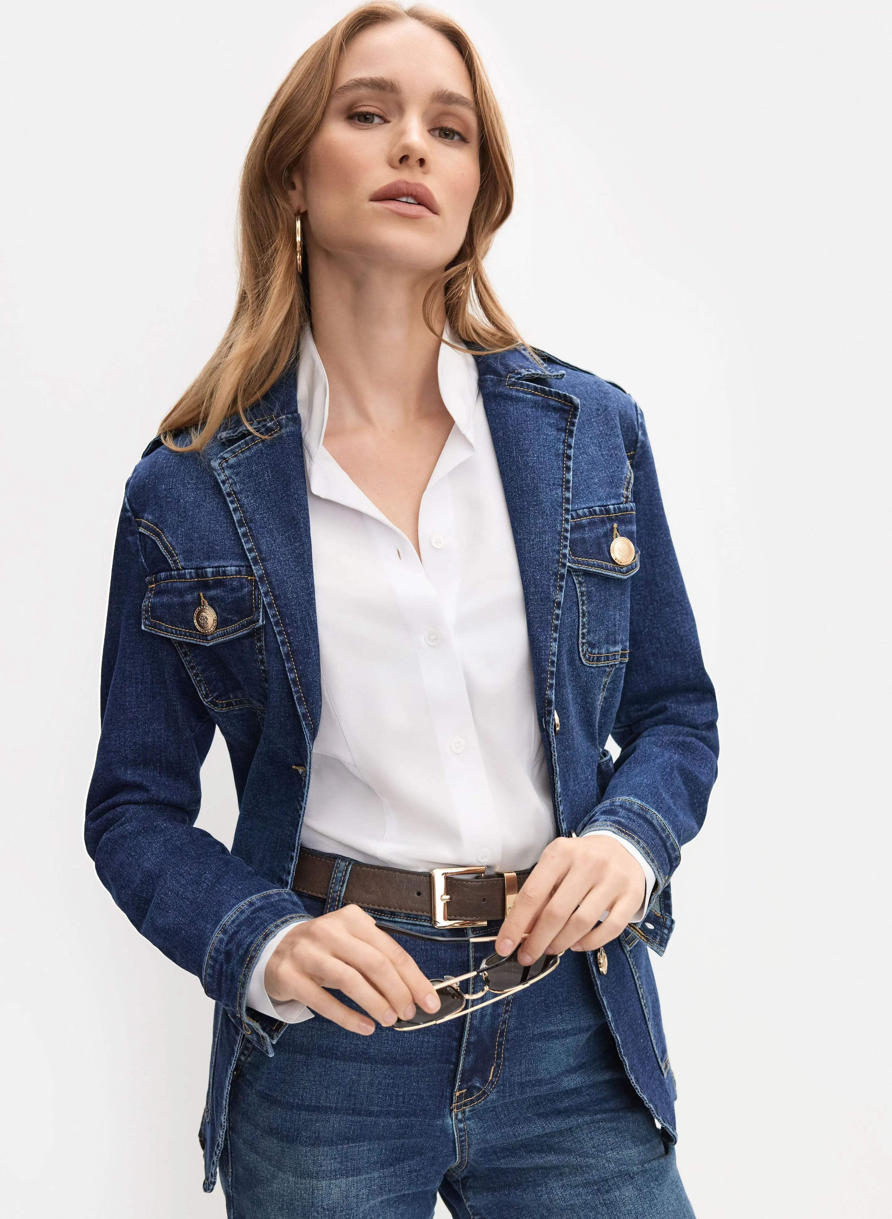 Belted Denim Blazer sold by Melanie Lyne product image thumbnail 5