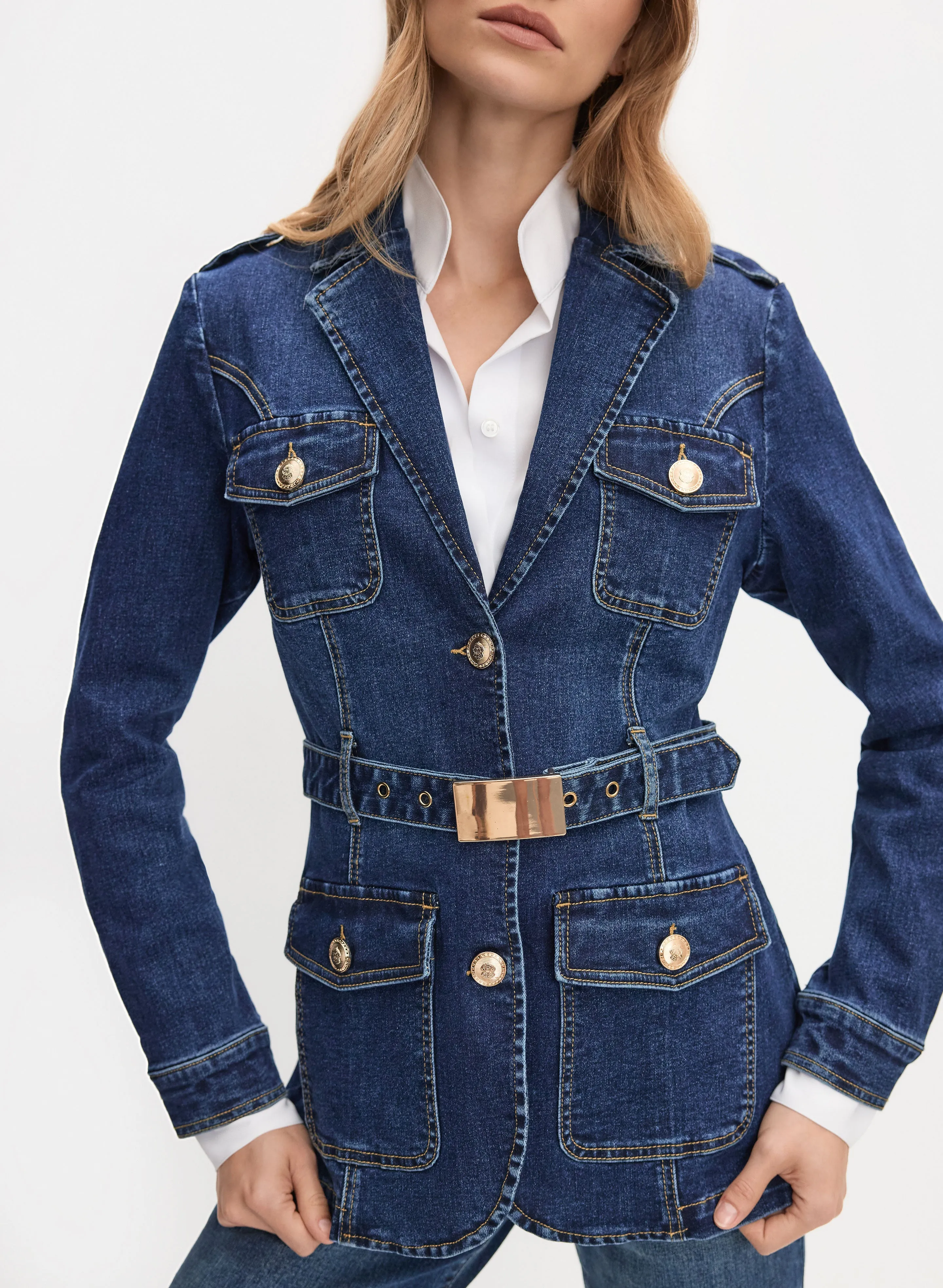 Belted Denim Blazer sold by Melanie Lyne product image thumbnail 2