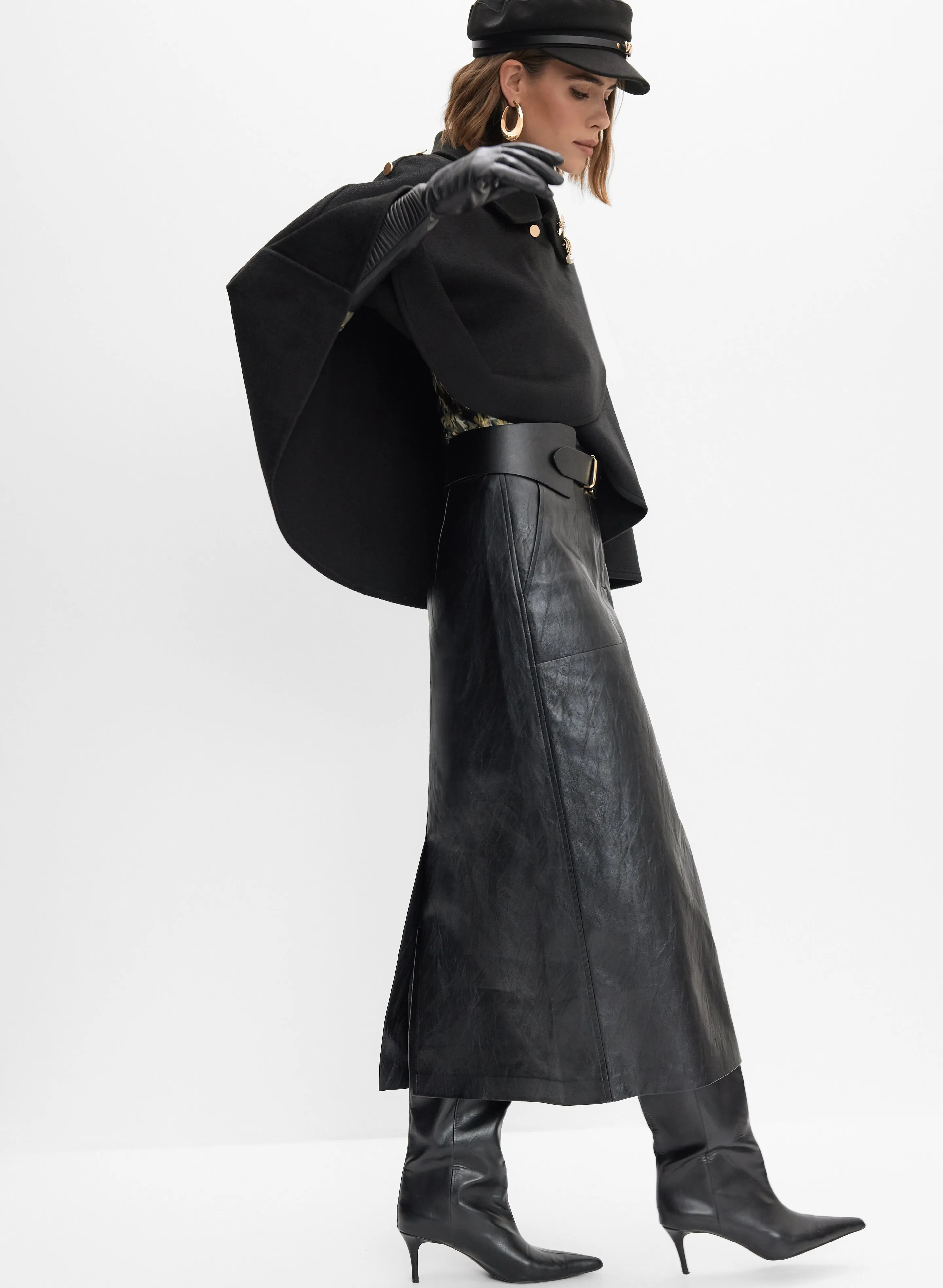 Crinkled Vegan Leather Skirt sold by Melanie Lyne product image thumbnail 2