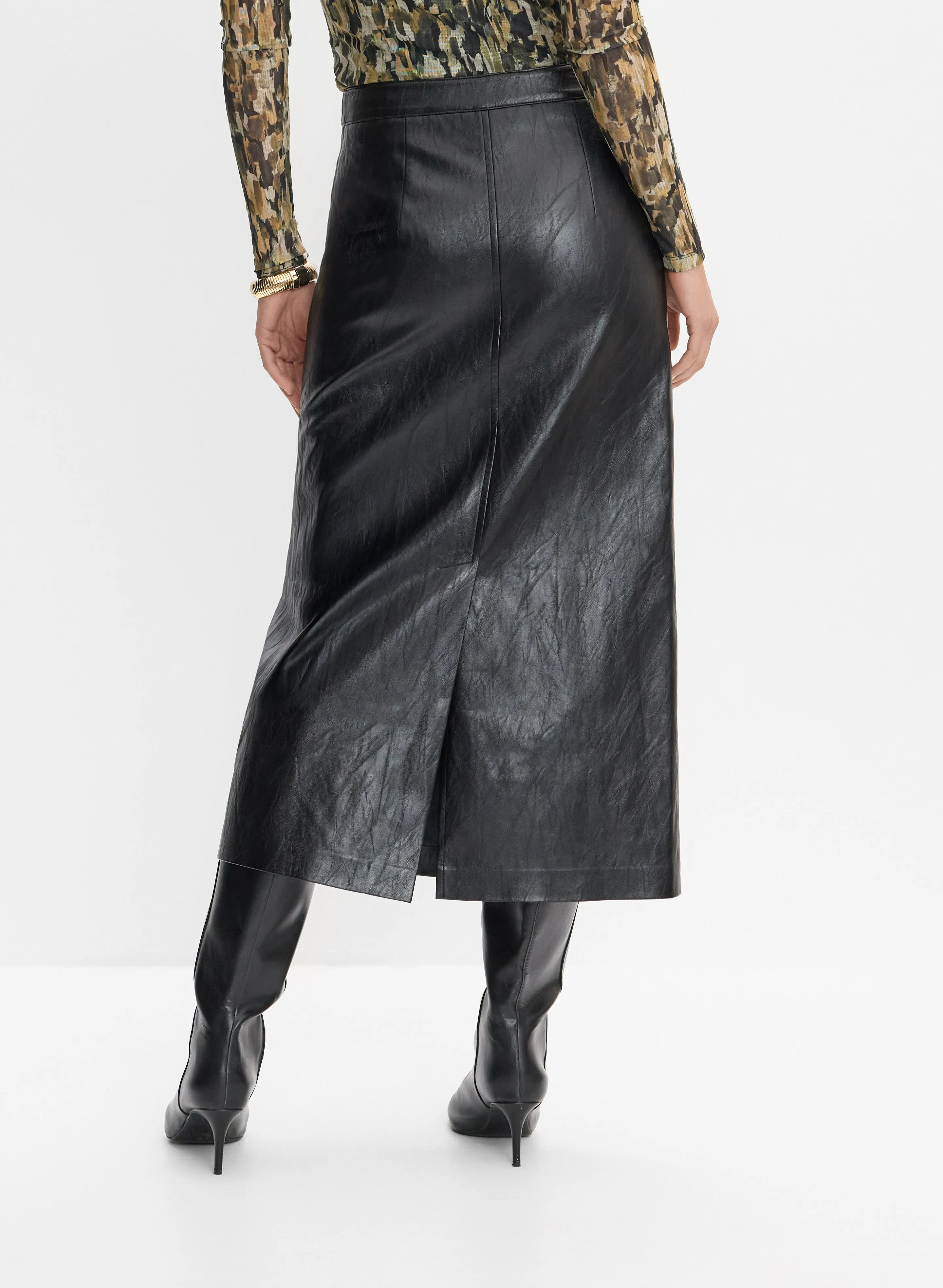 Crinkled Vegan Leather Skirt sold by Melanie Lyne product image thumbnail 3