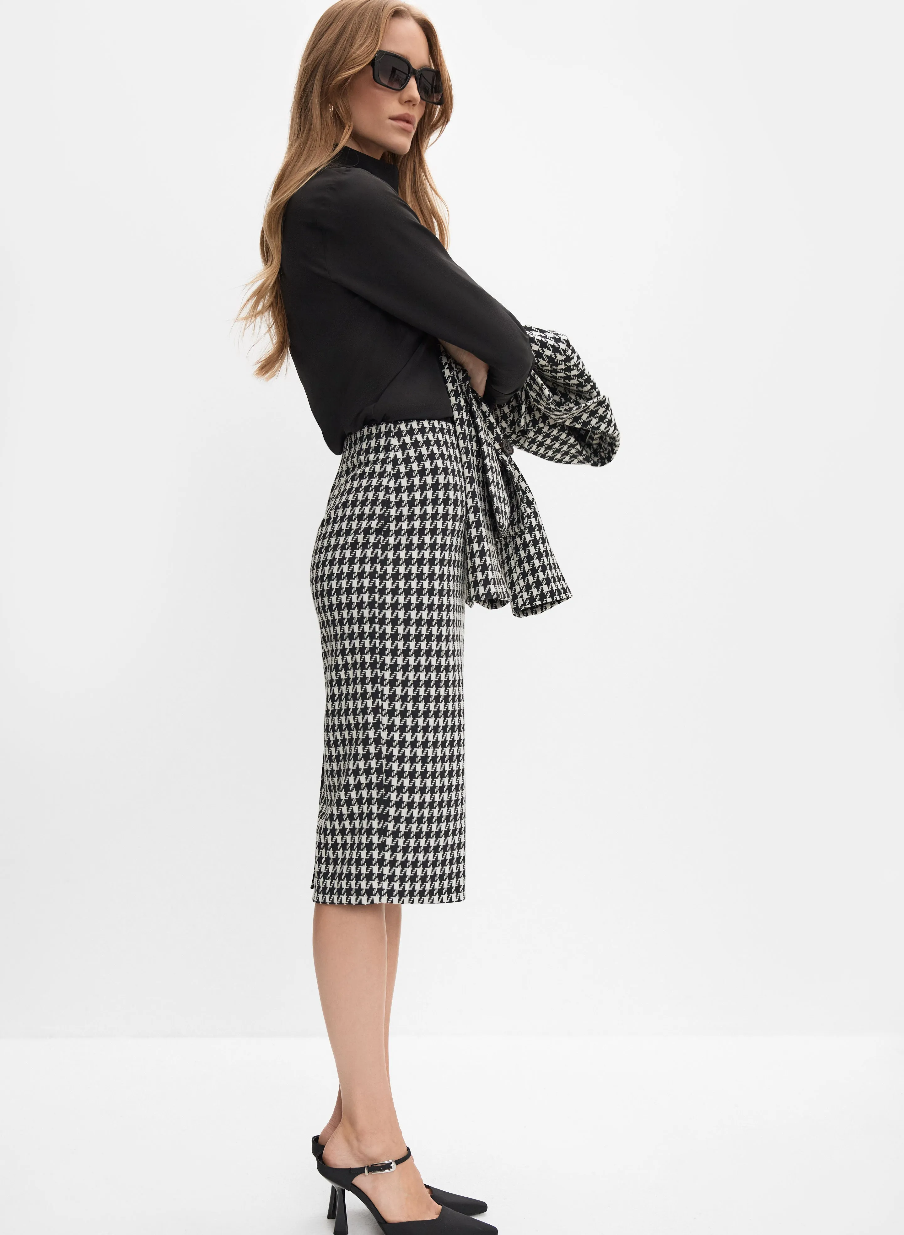 Houndstooth Pencil Skirt sold by Melanie Lyne product image thumbnail 2