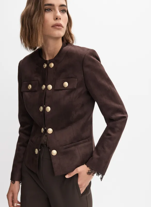 Faux-Suede Button Detail Jacket sold by Melanie Lyne