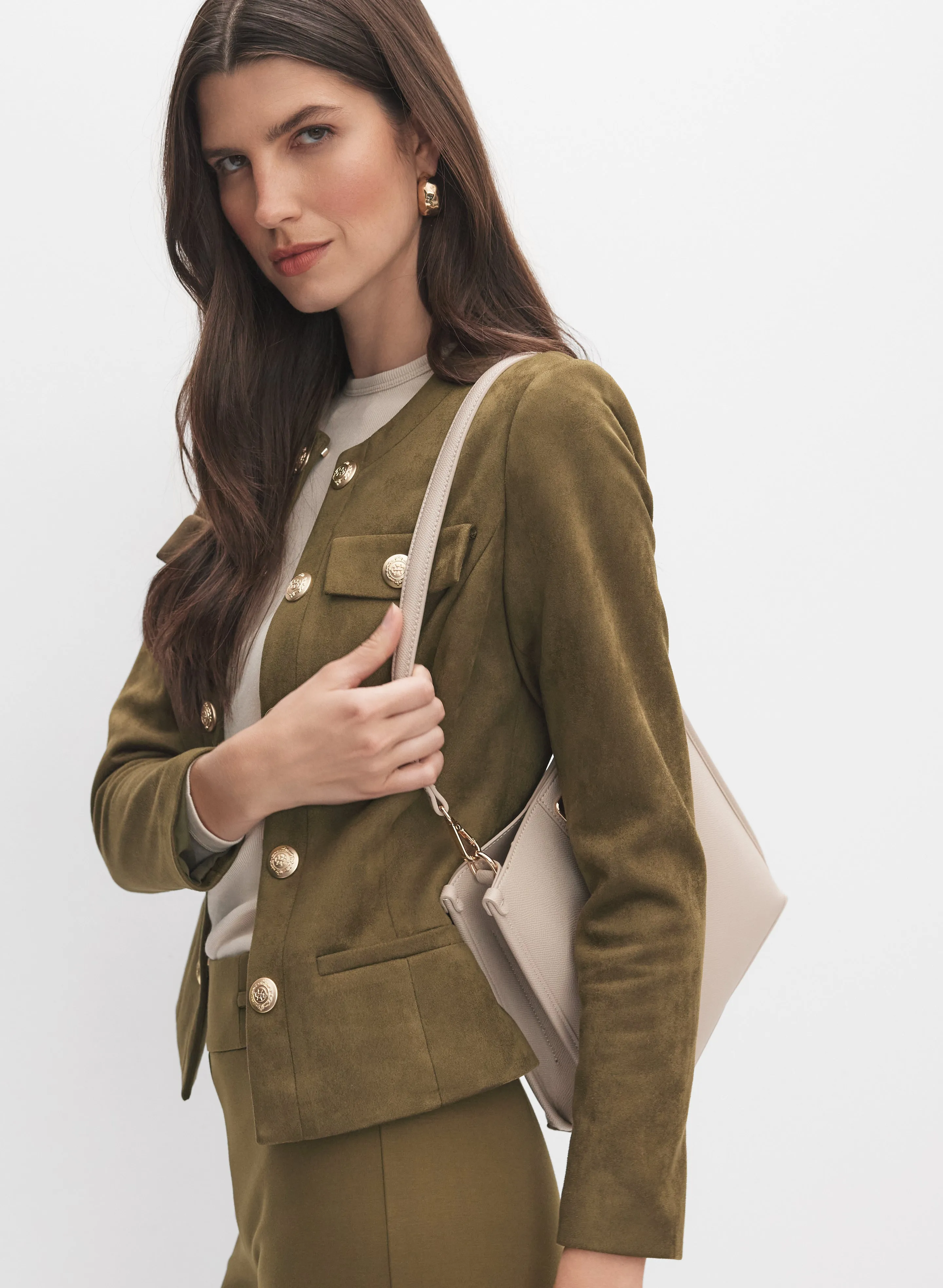 Faux-Suede Embossed Button Jacket sold by Melanie Lyne product image thumbnail 2