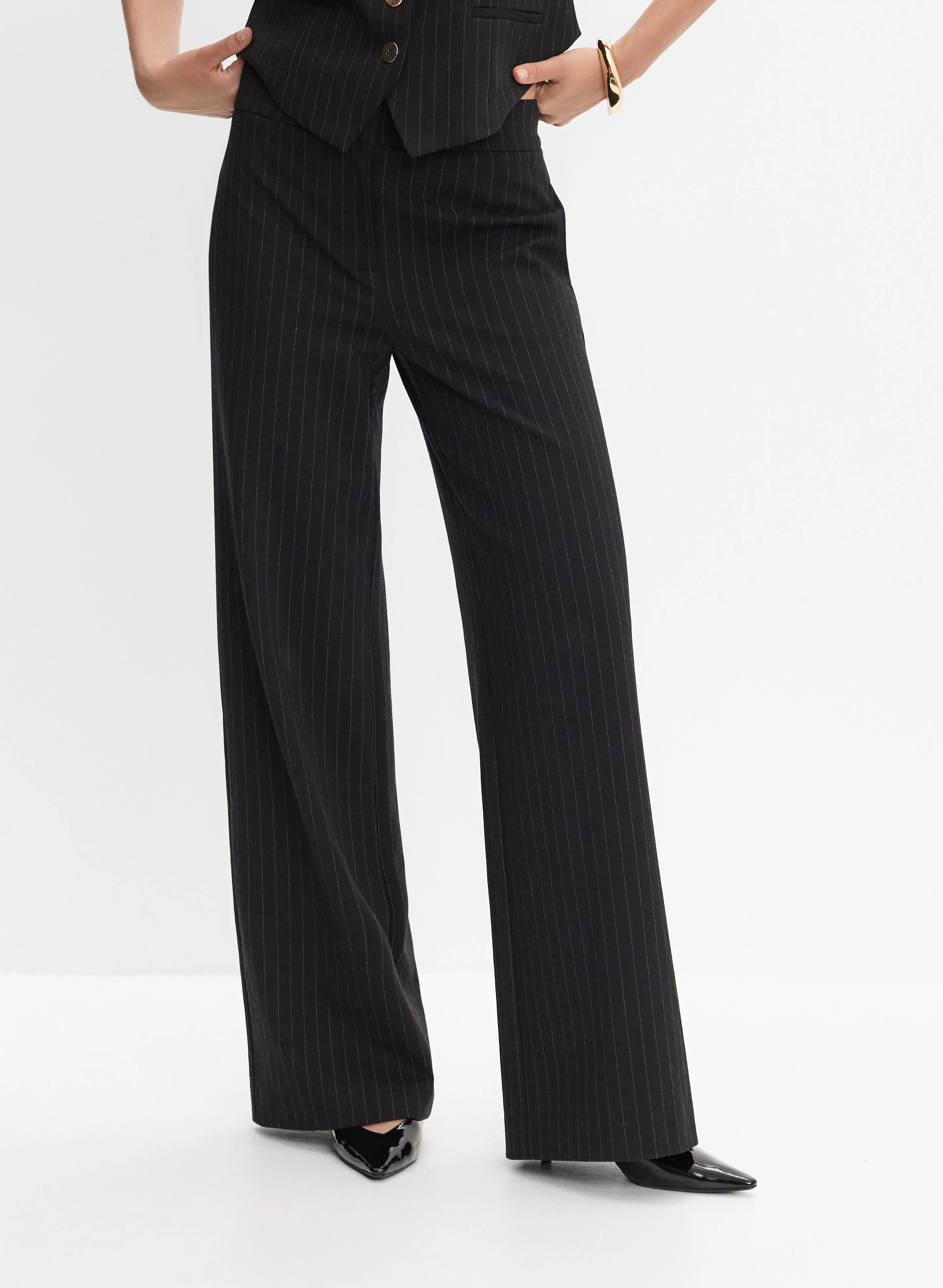 Pinstripe Wide-Leg Pants sold by Melanie Lyne