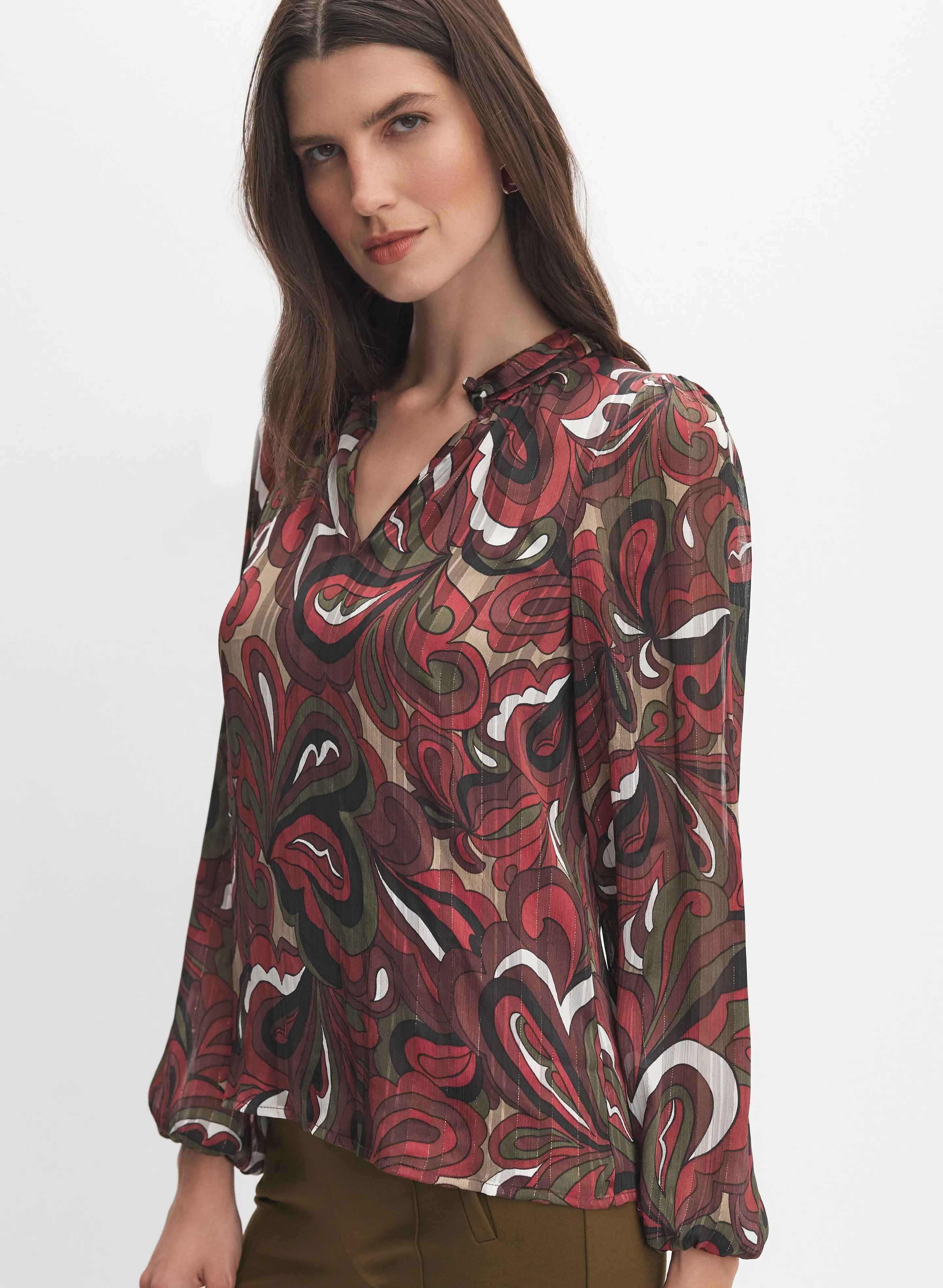 Chiffon Metallic Stripe Blouse sold by Melanie Lyne product image thumbnail 2