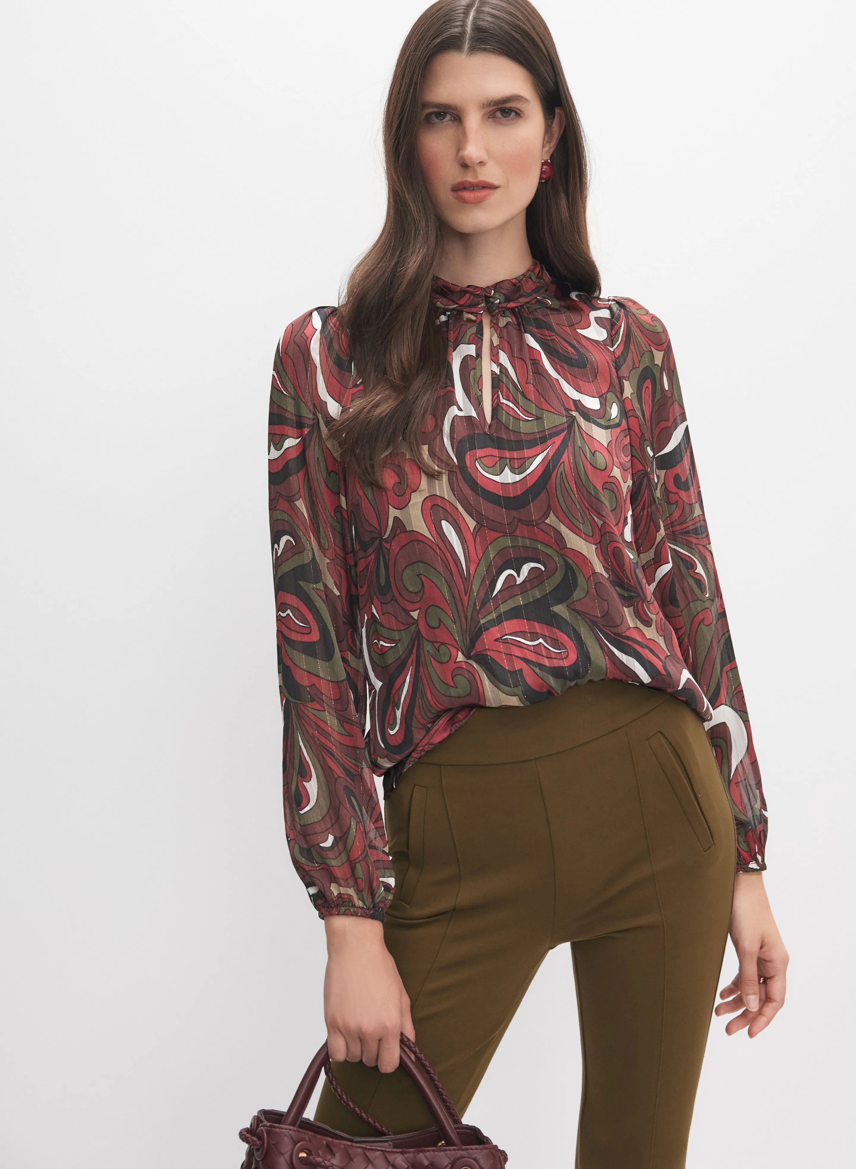 Chiffon Metallic Stripe Blouse sold by Melanie Lyne