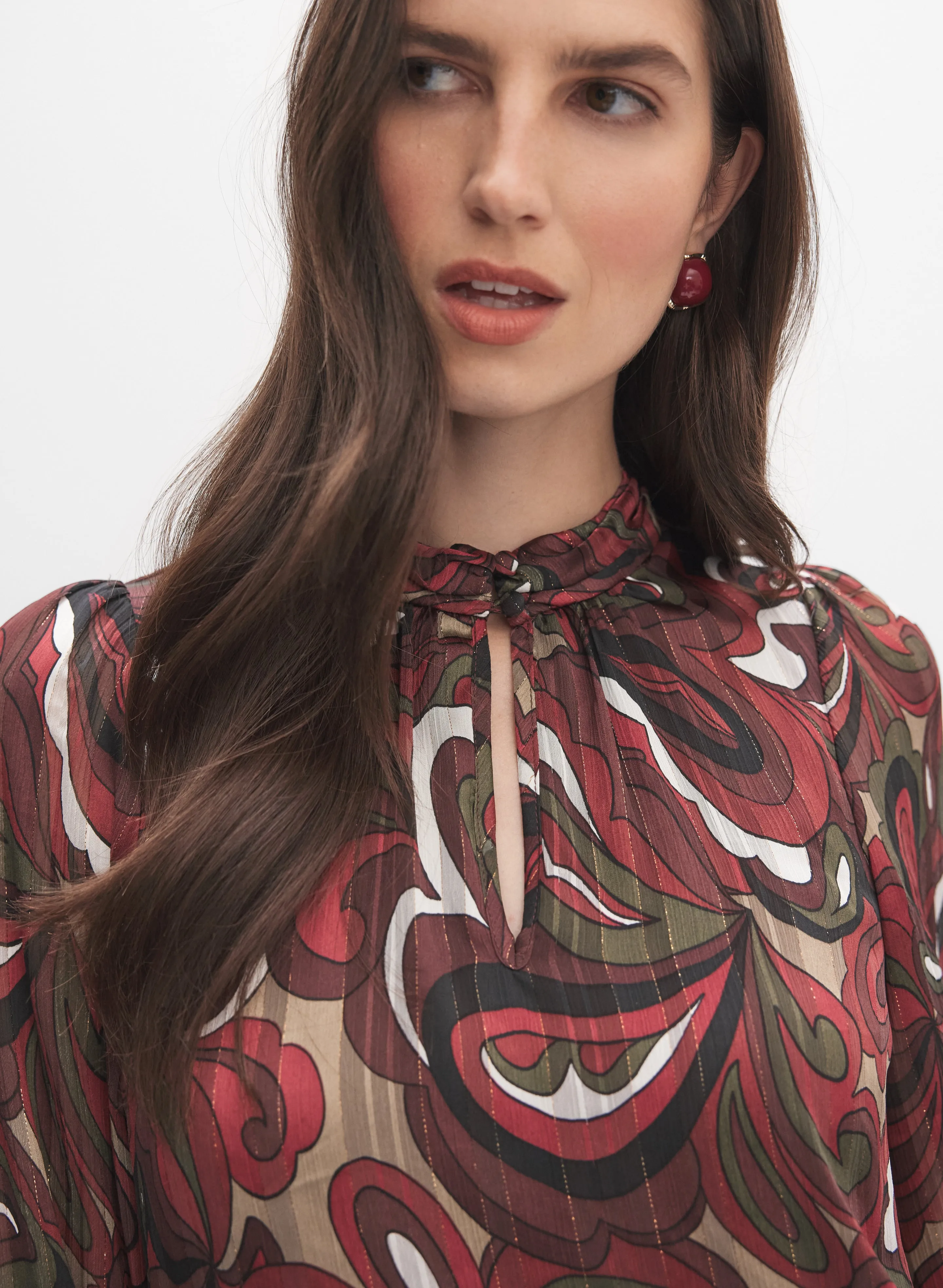 Chiffon Metallic Stripe Blouse sold by Melanie Lyne product image thumbnail 5